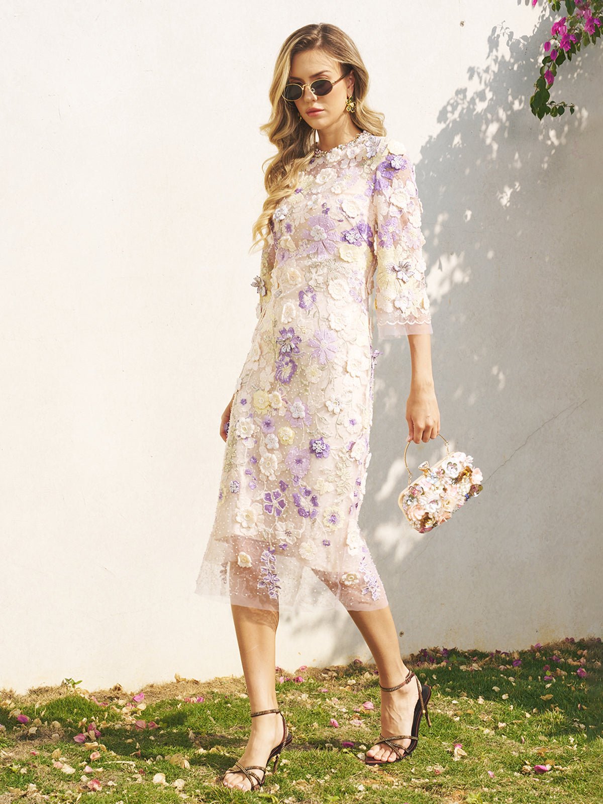 3D Floral Embroidered Beaded Dress | Social Queen 3D Floral Embroidered Beaded Dress | Social Queen