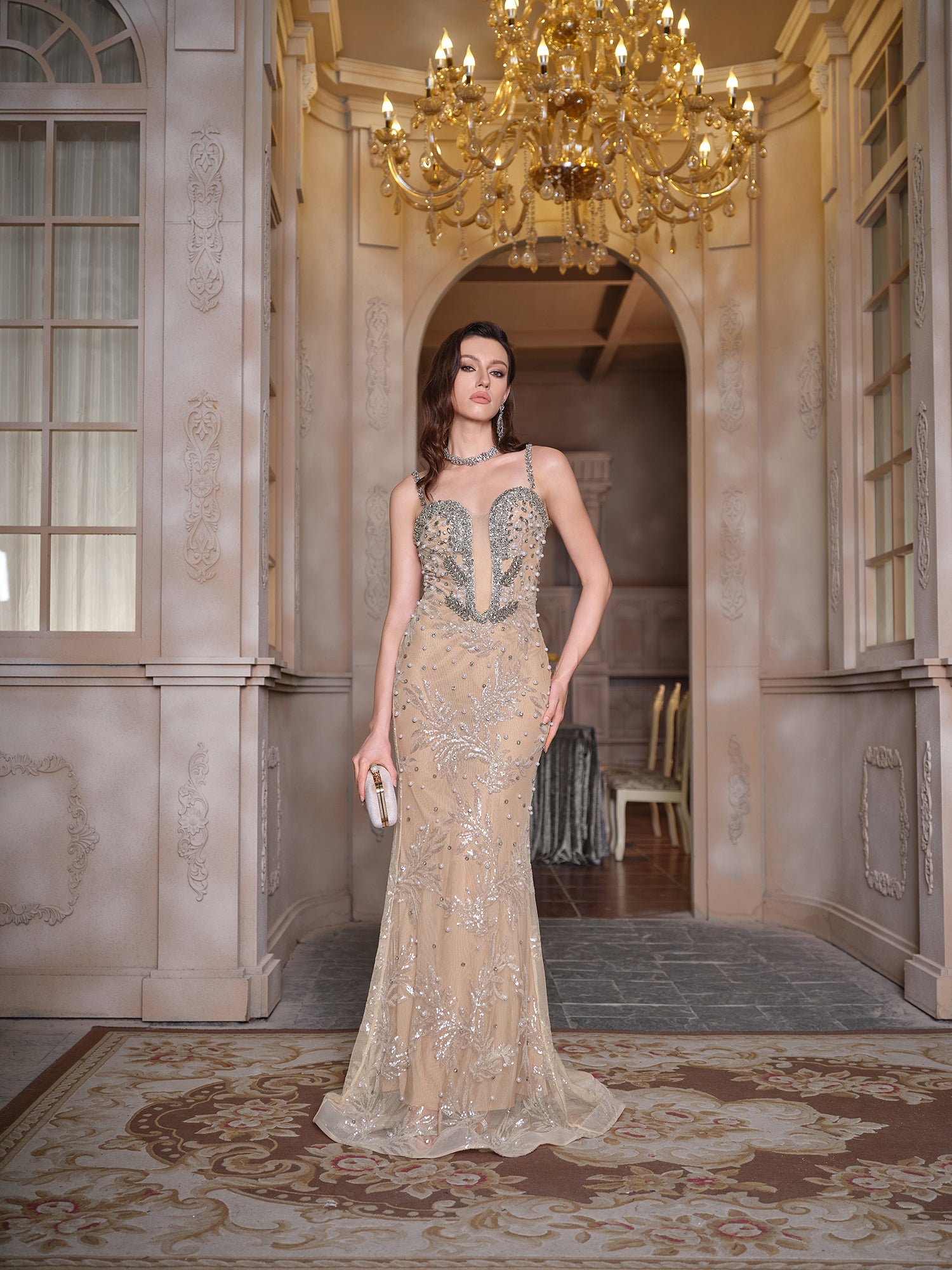 Hand-Beaded Embroidered Cocktail Dress