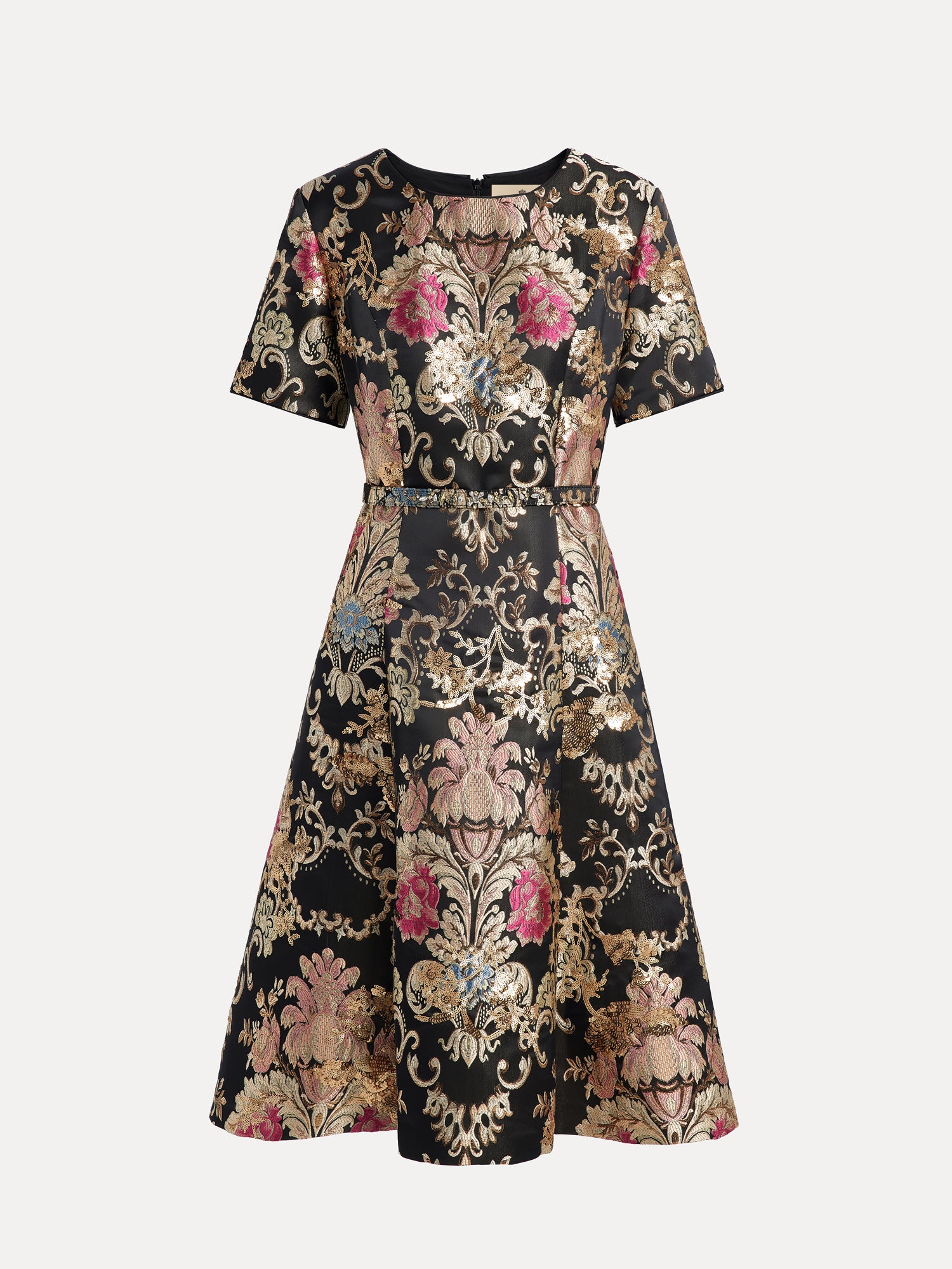 Luxe Gold Floral Satin Dress