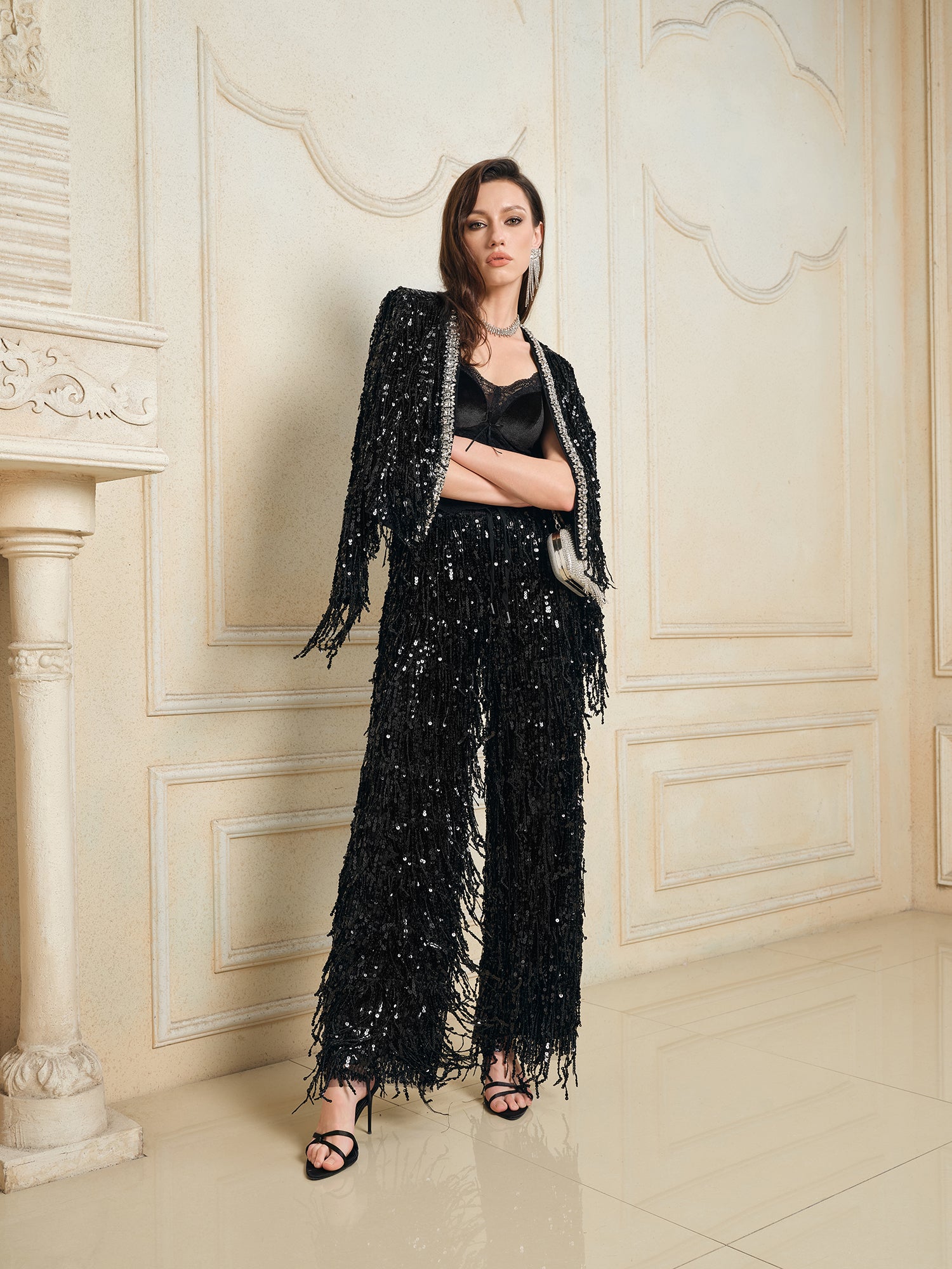 Sequin Fringe Glam Jacket