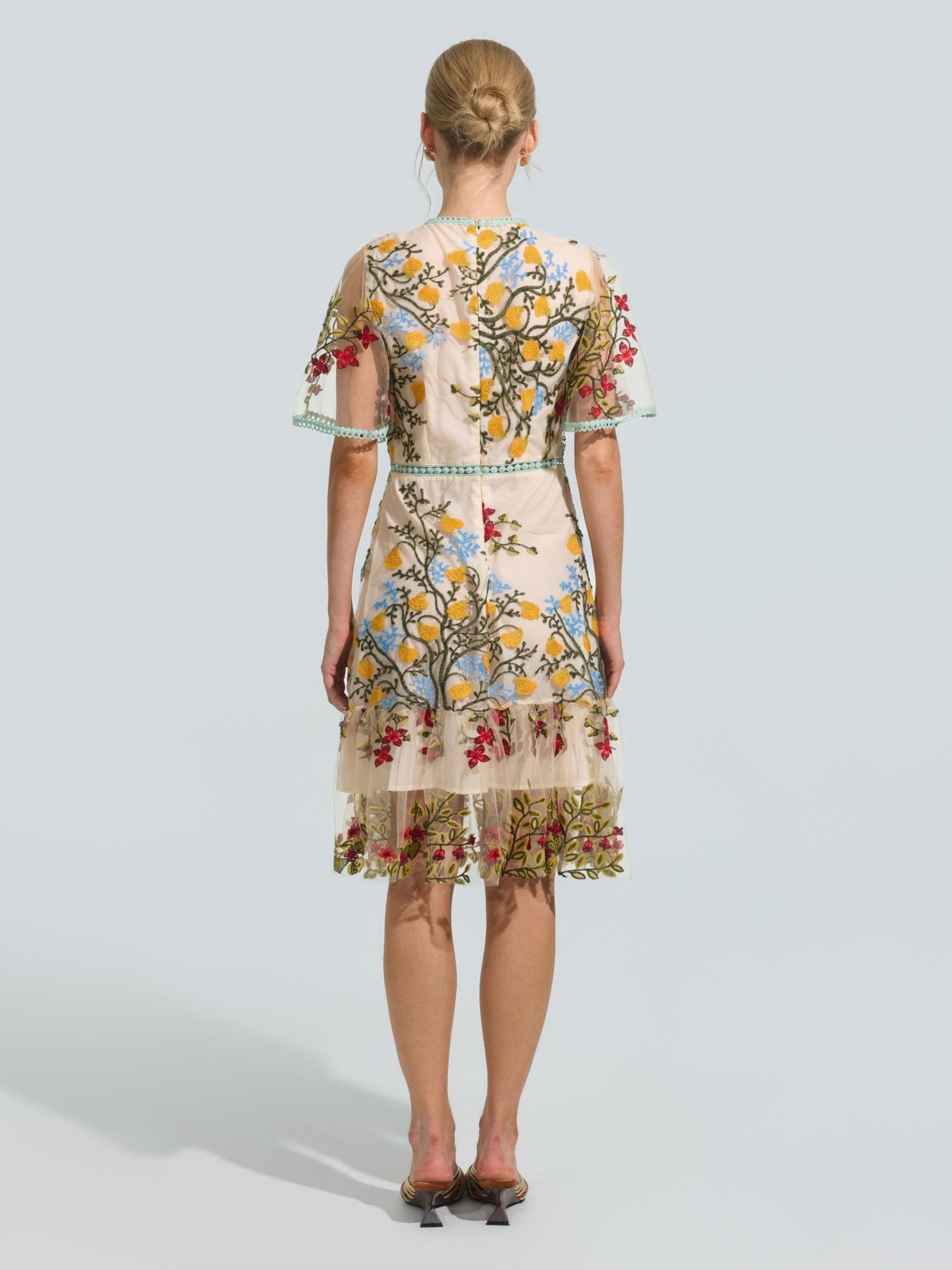 Botanical Embroidered Mesh Dress - Social Queen
