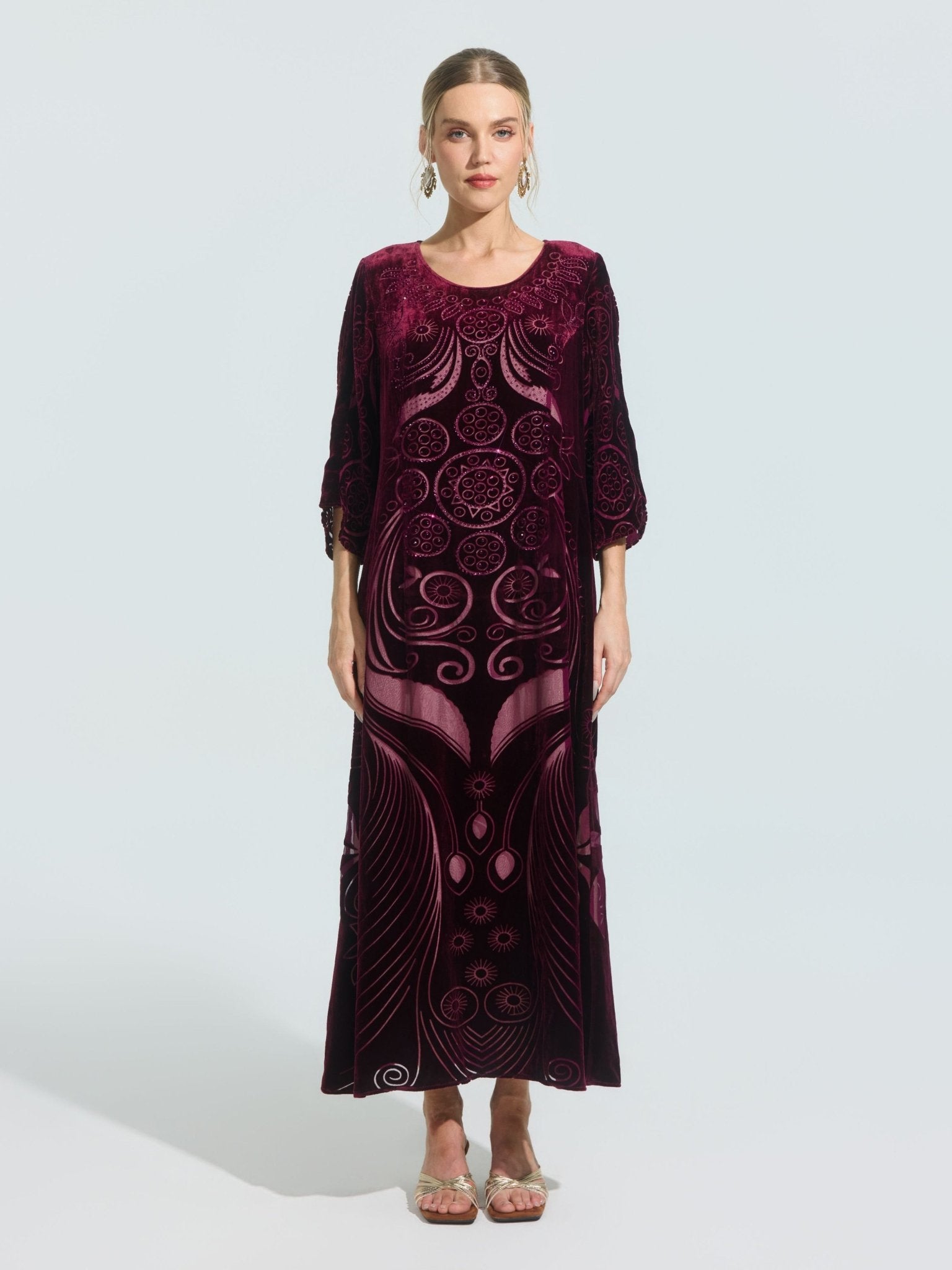 Burnout Mulberry Silk Velvet Dress - Social Queen