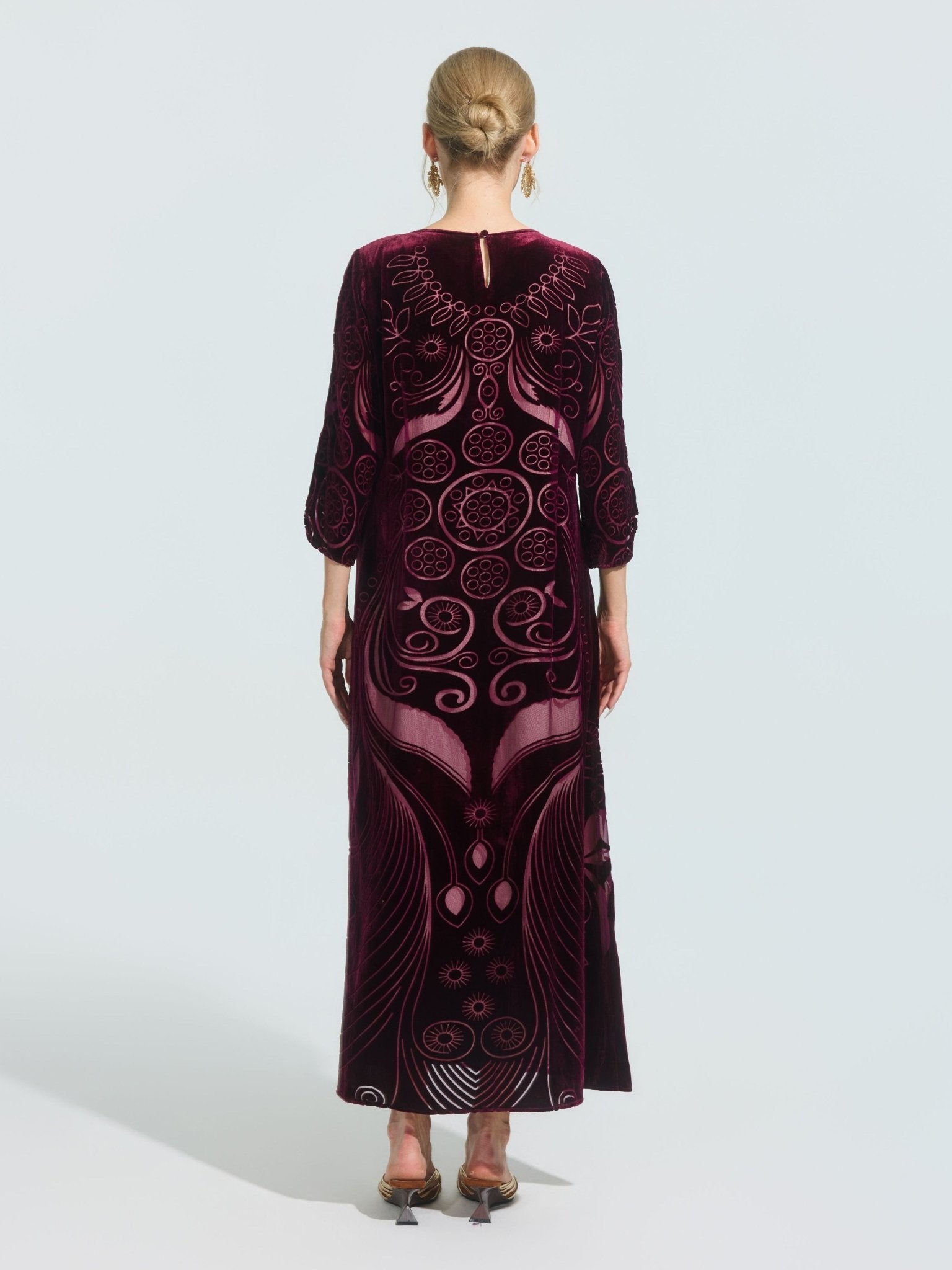 Burnout Mulberry Silk Velvet Dress - Social Queen