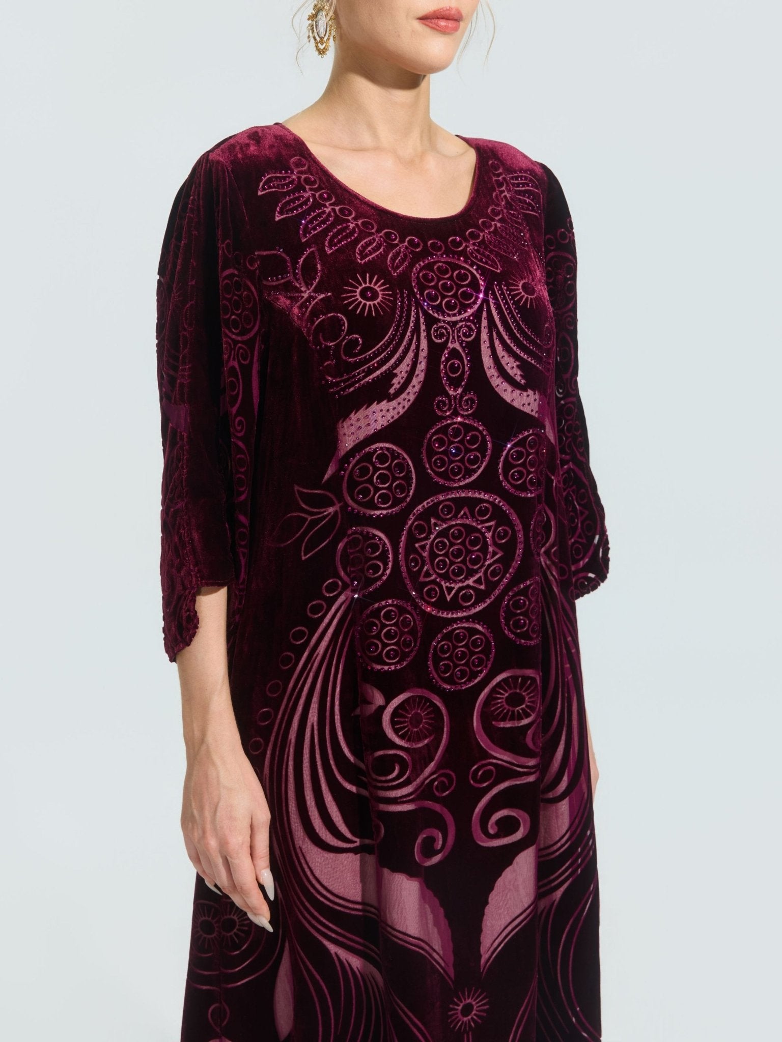 Burnout Mulberry Silk Velvet Dress - Social Queen
