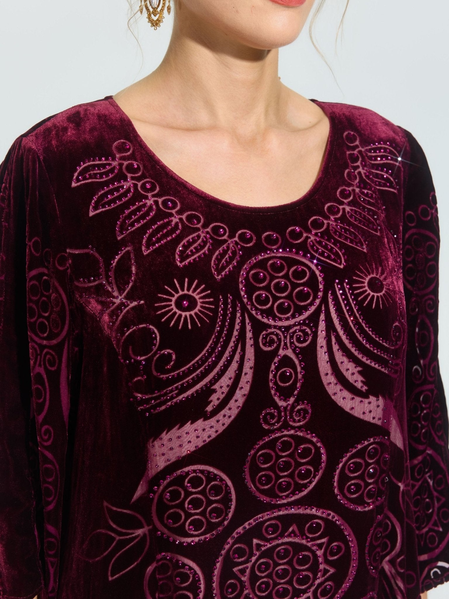 Burnout Mulberry Silk Velvet Dress - Social Queen