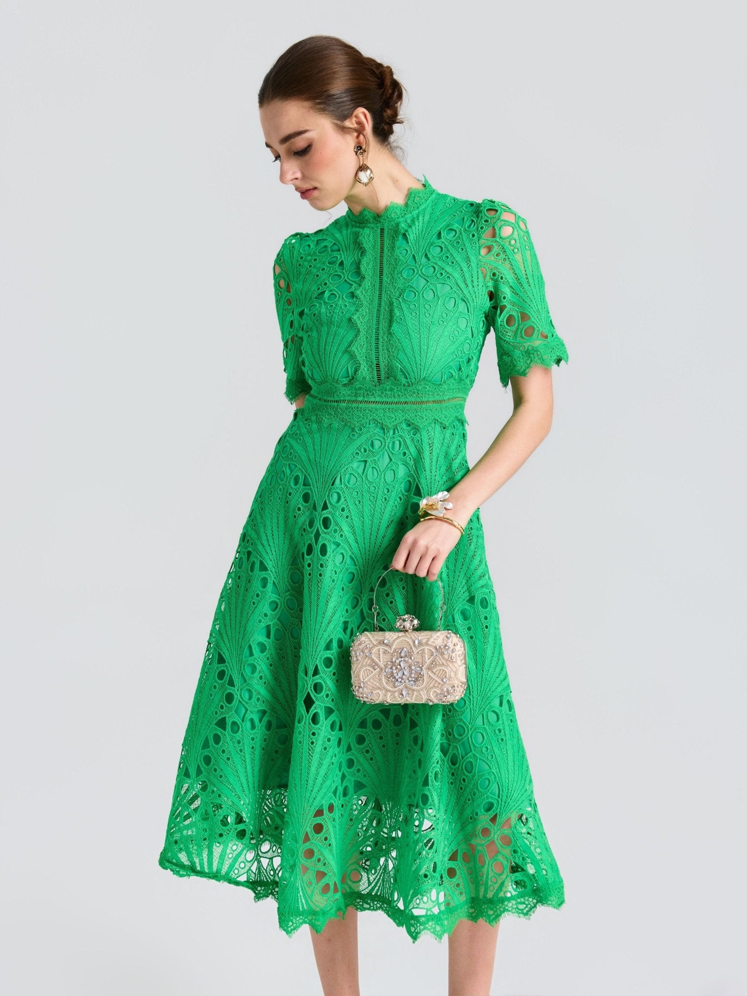 Cutwork Lace A-Line Dress - Social Queen