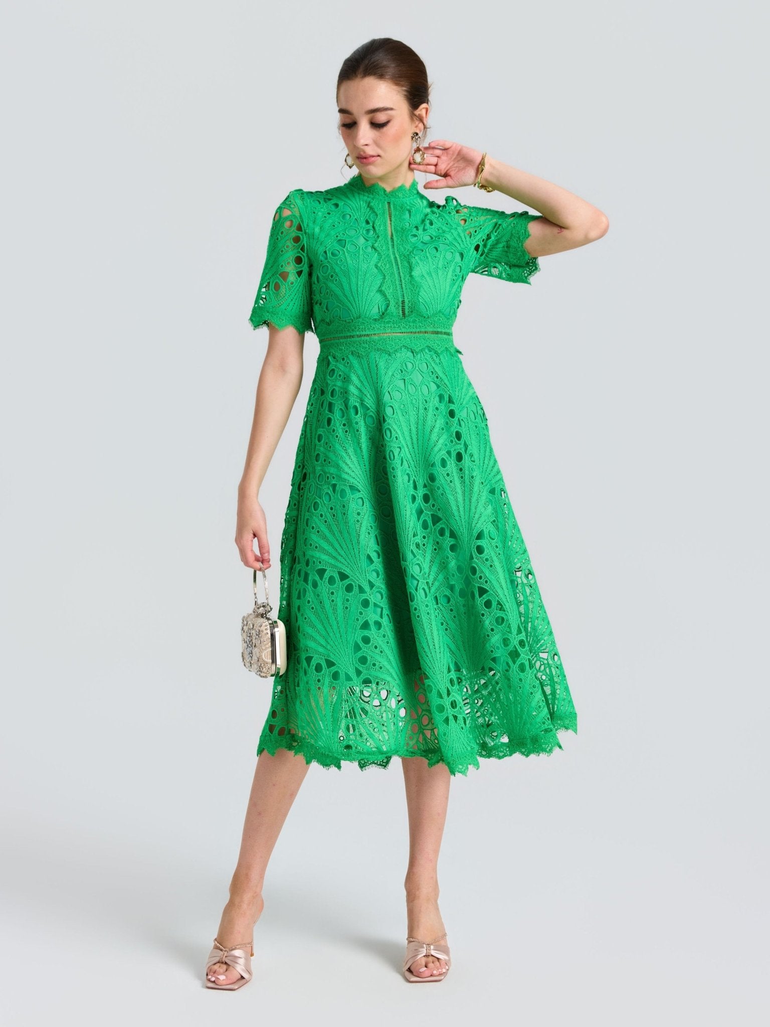 Cutwork Lace A-Line Dress - Social Queen