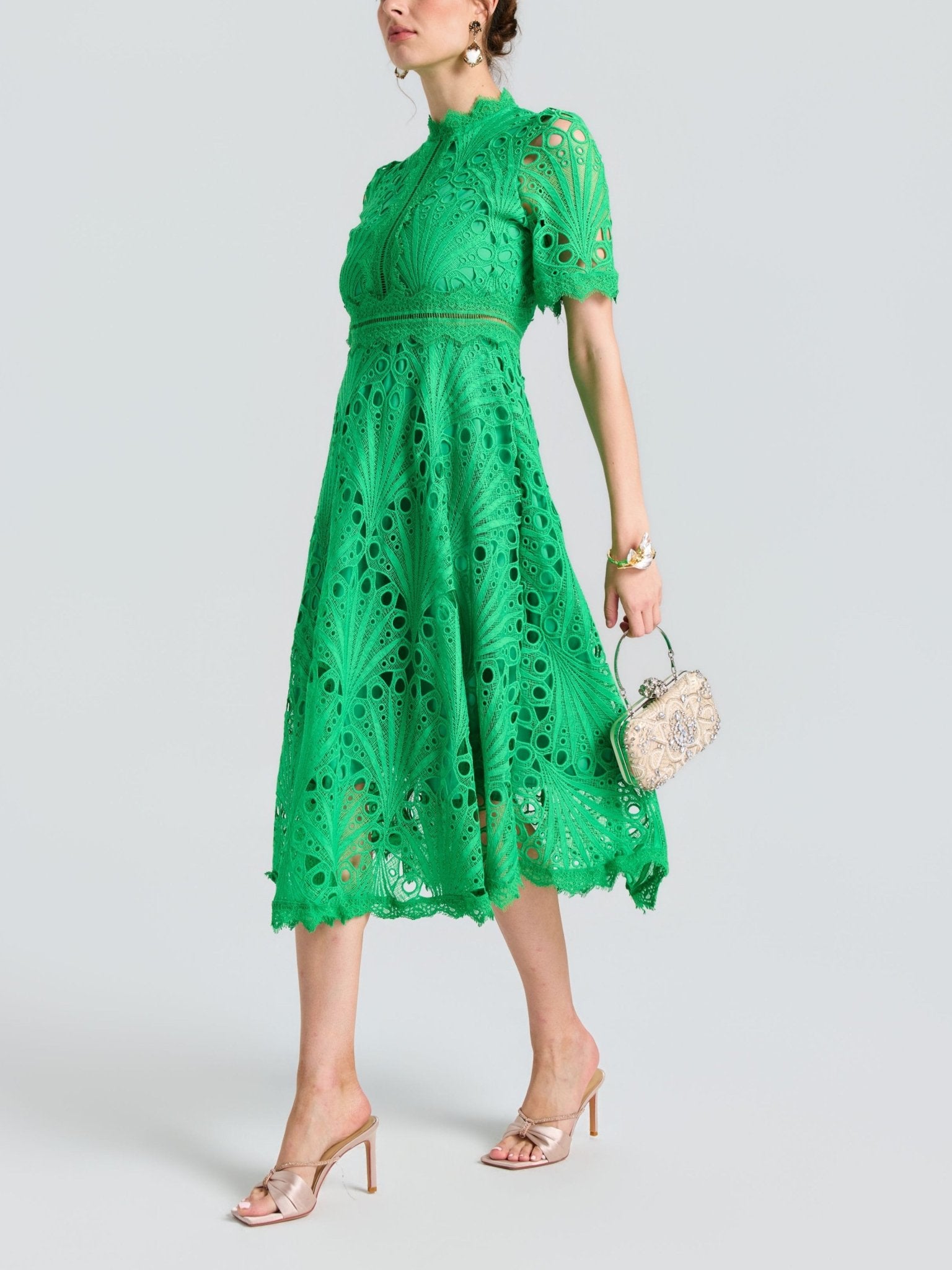 Cutwork Lace A-Line Dress - Social Queen