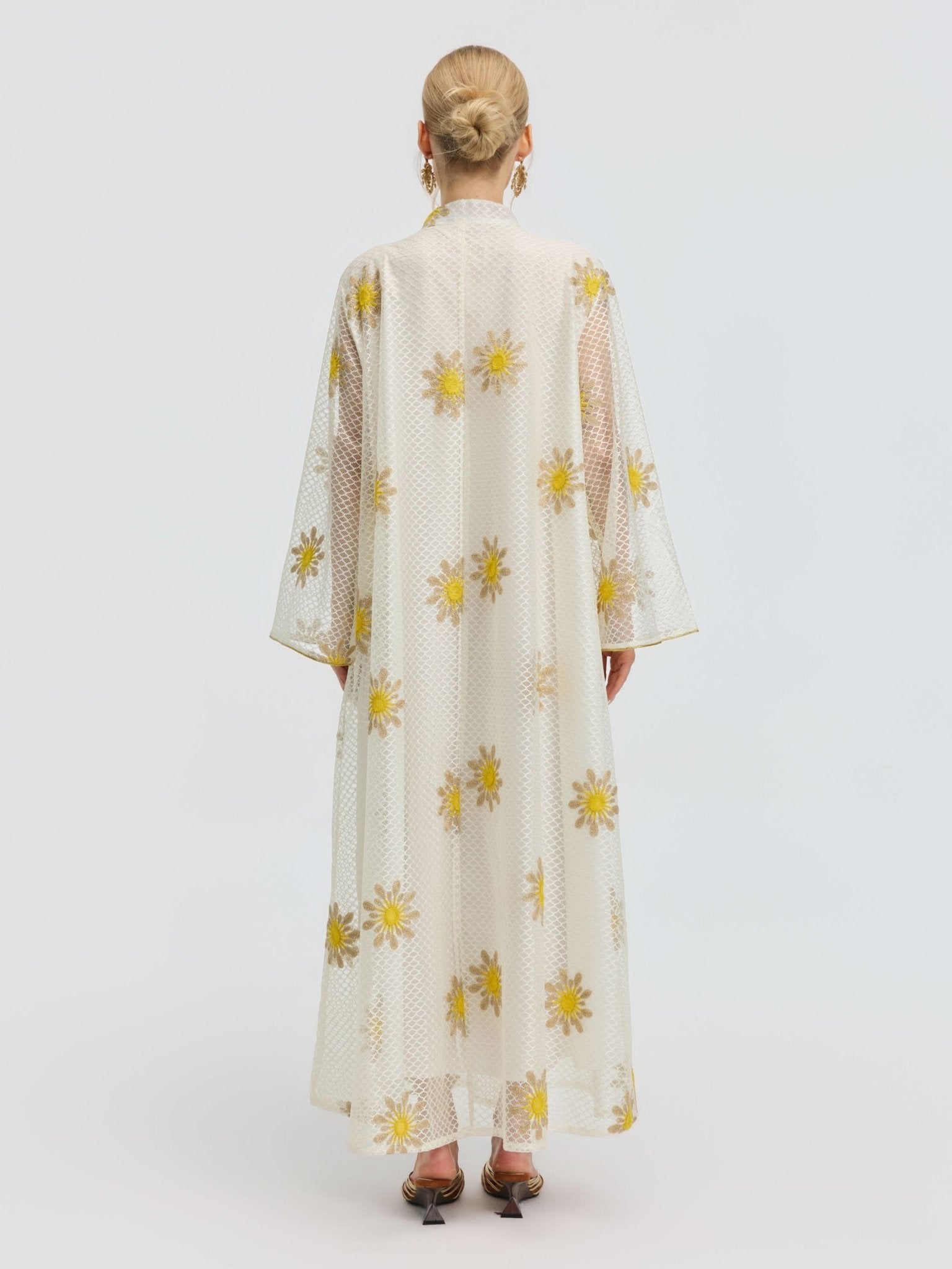 Daisy Embroidered Beaded Kaftan Dress - Social Queen