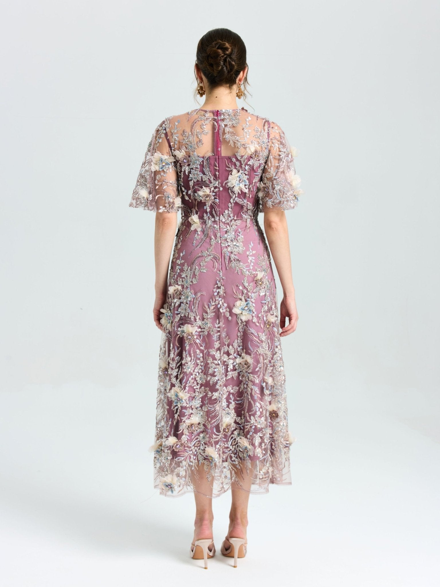 Floral Beaded A-Line Dress - Social Queen
