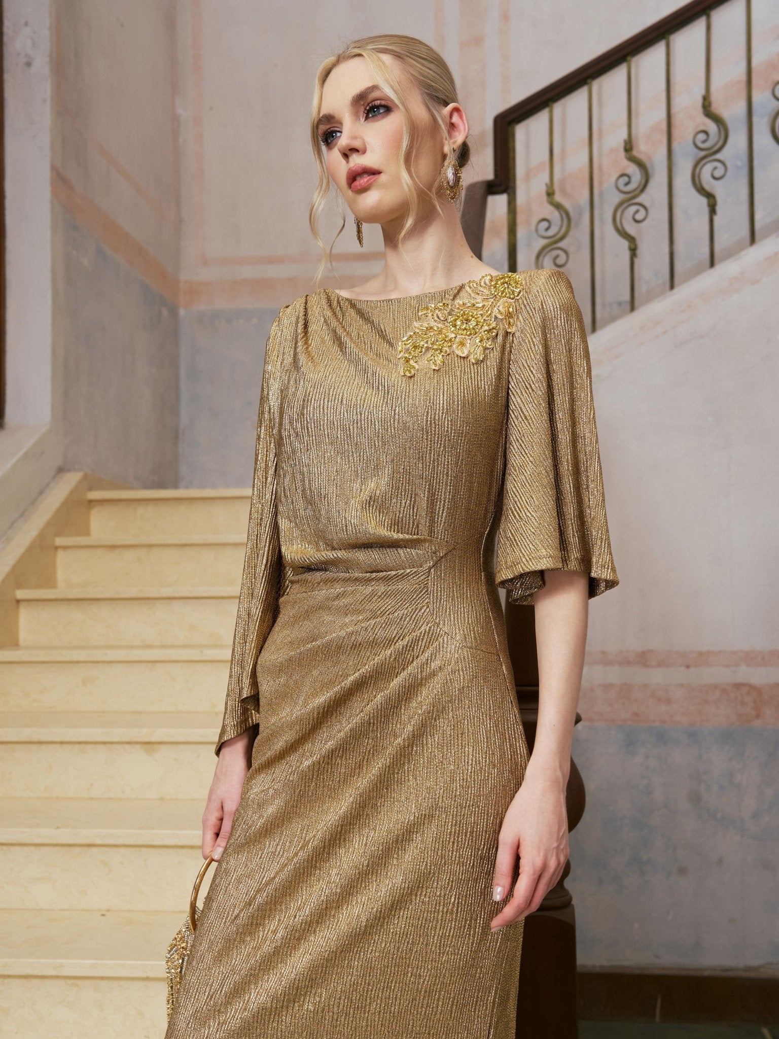 Floral Beaded Knit Dress