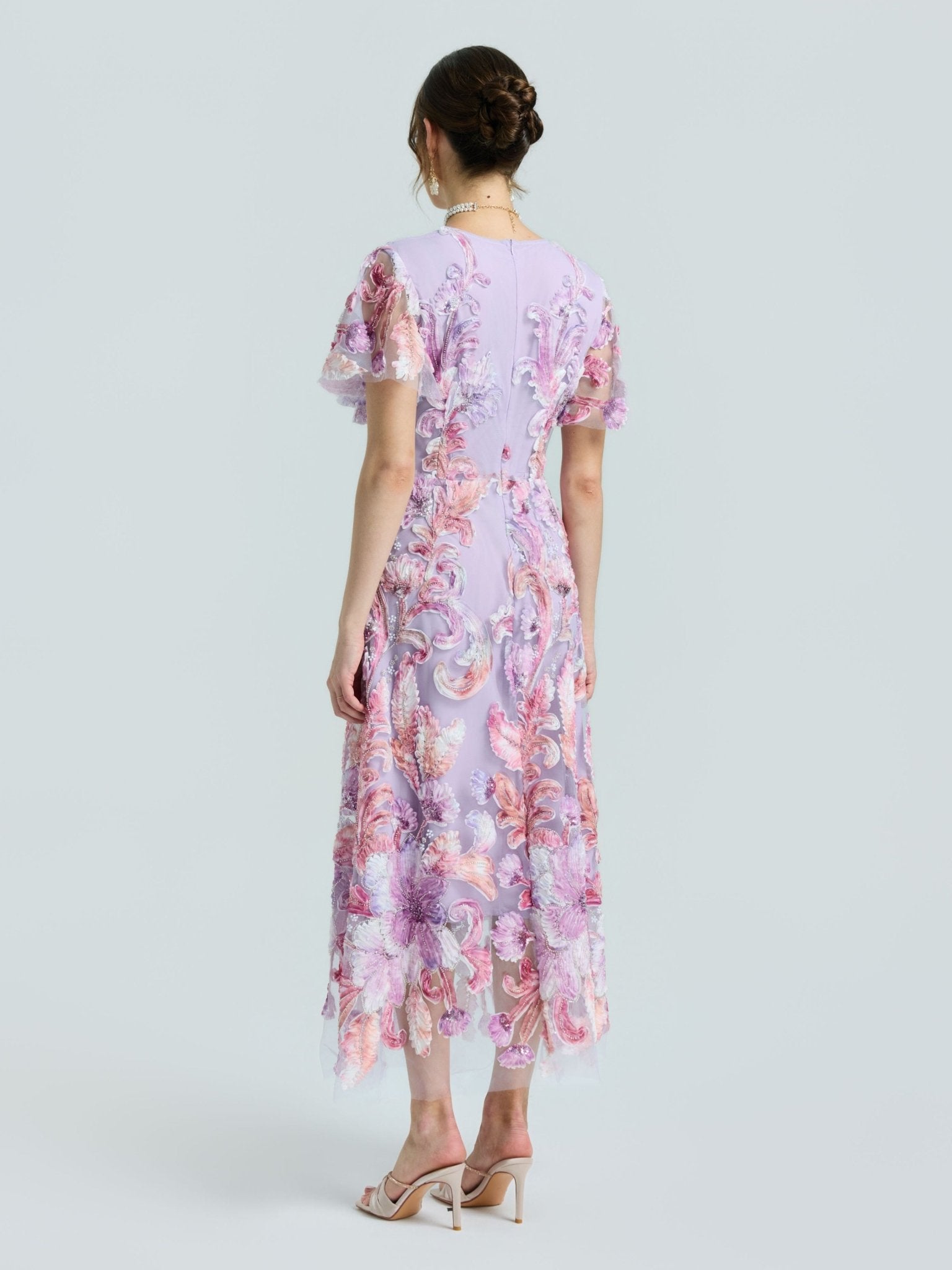 Floral Embroidered Beaded Dress - Social Queen