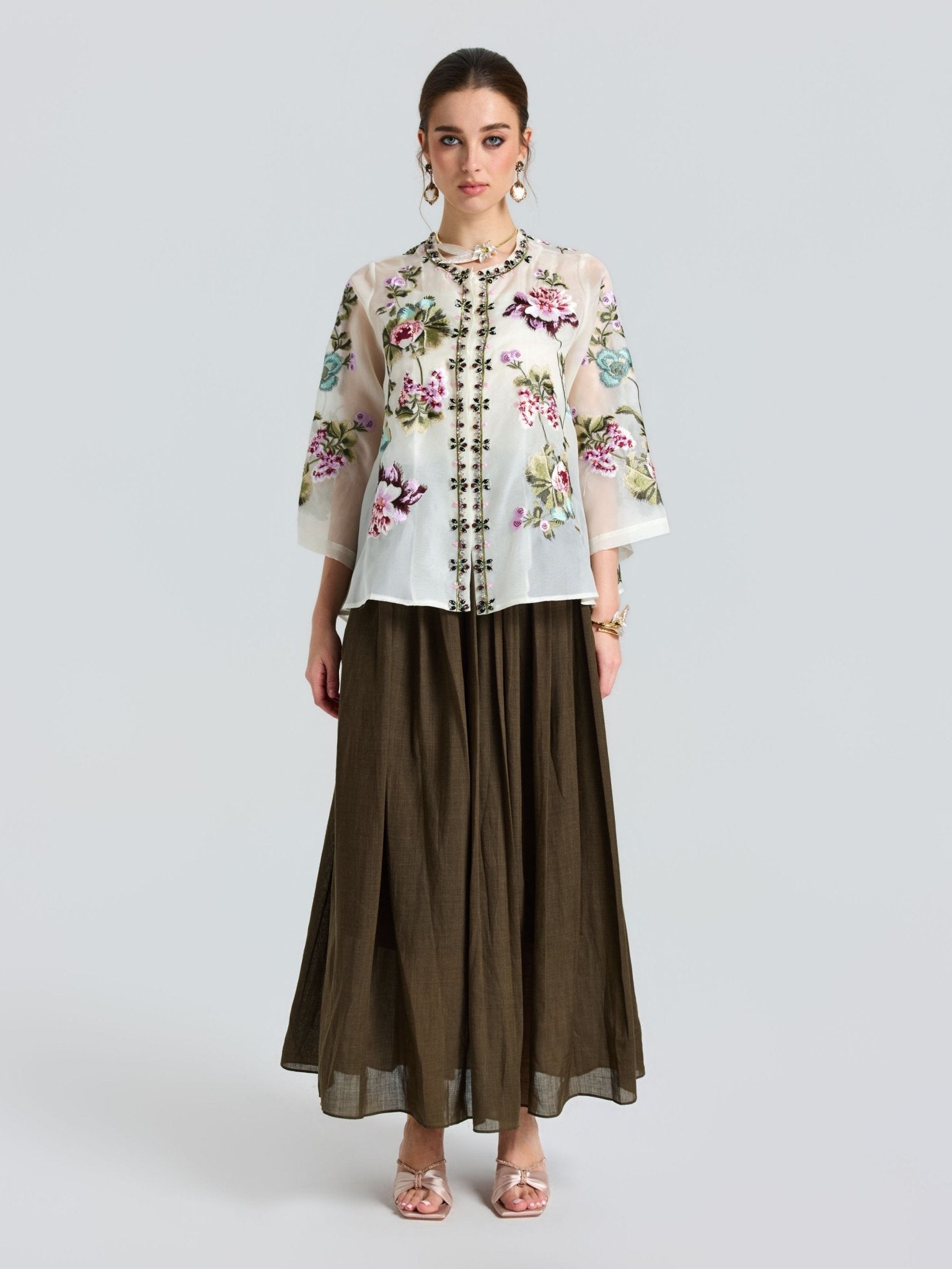 Floral Embroidered Beaded Jacket - Social Queen