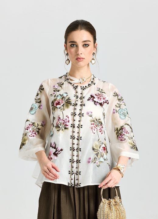 Floral Embroidered Beaded Jacket - Social Queen