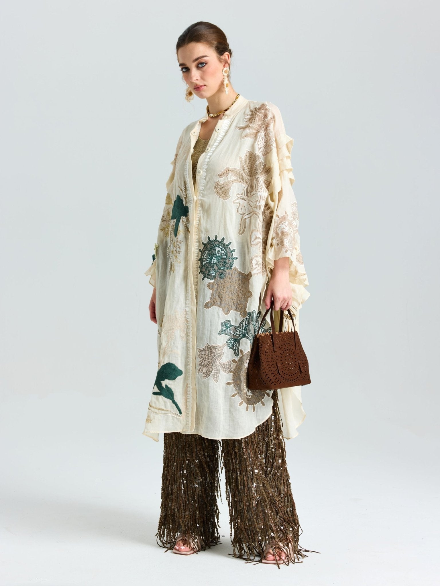 Floral Embroidered Linen Jacket (Cami Included) - Social Queen