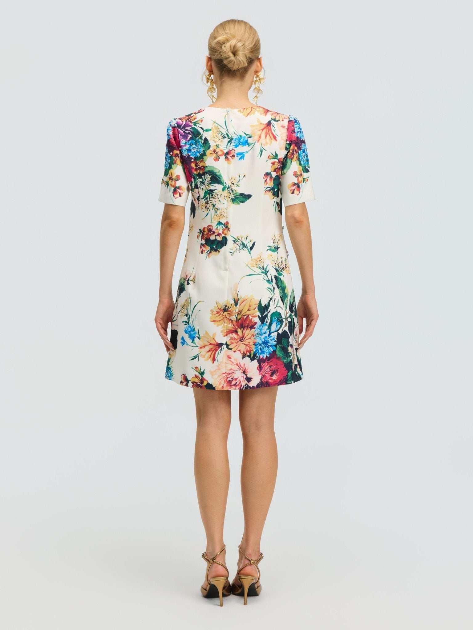 Floral Print Beaded Mini Dress - Social Queen