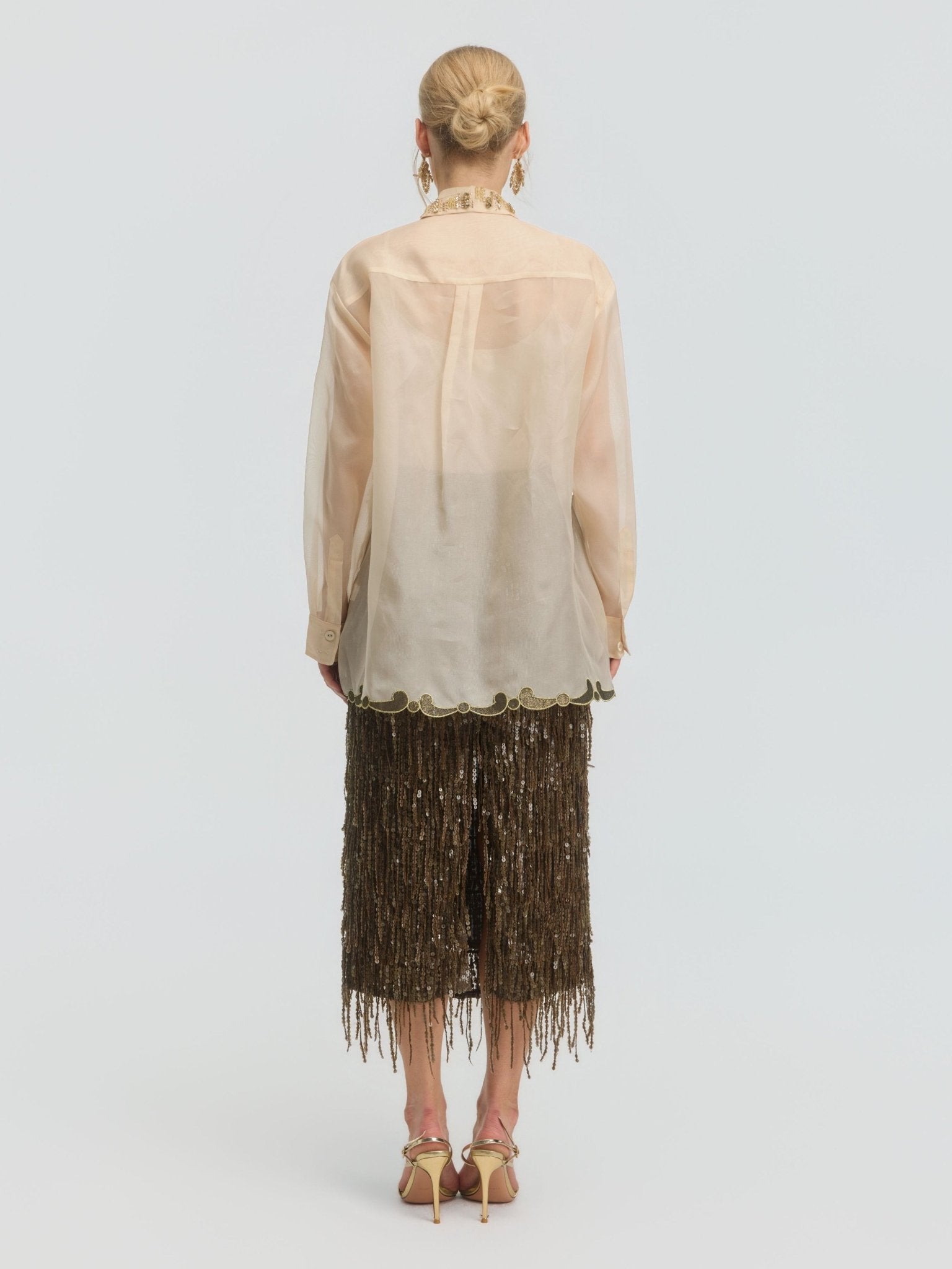 Floral Sequin Mulberry Silk Shirt - Social Queen