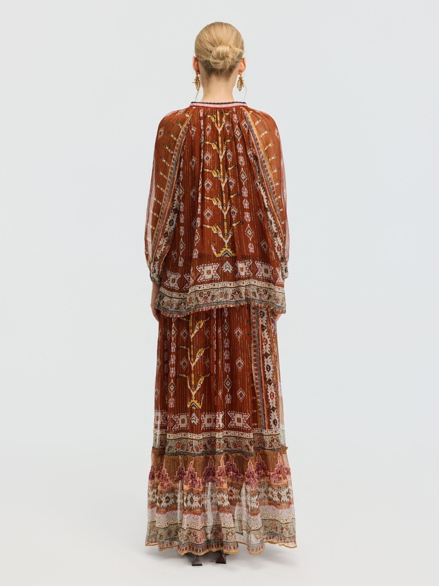 Geometric Print Mulberry Silk Skirt - Social Queen