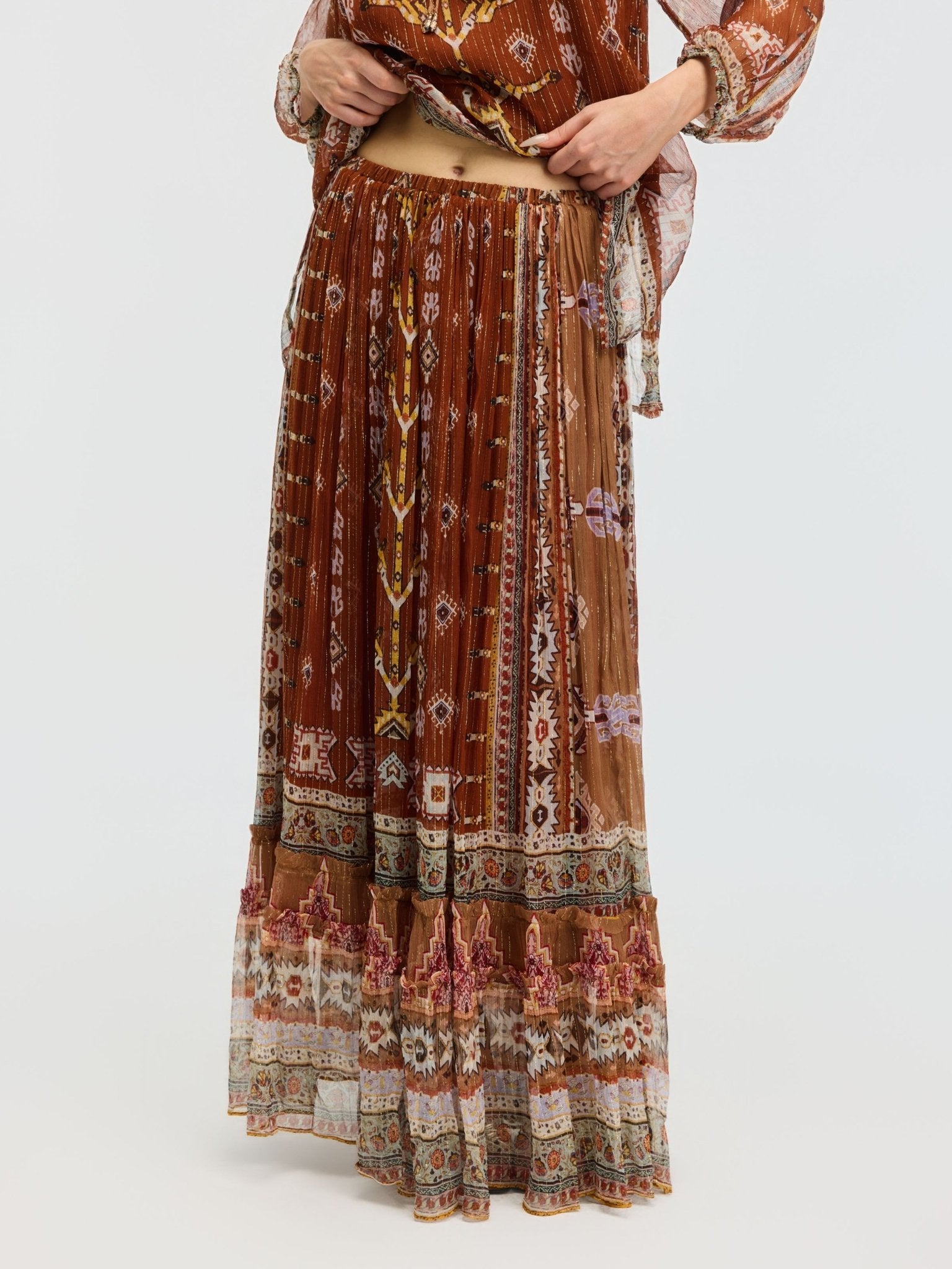 Geometric Print Mulberry Silk Skirt - Social Queen