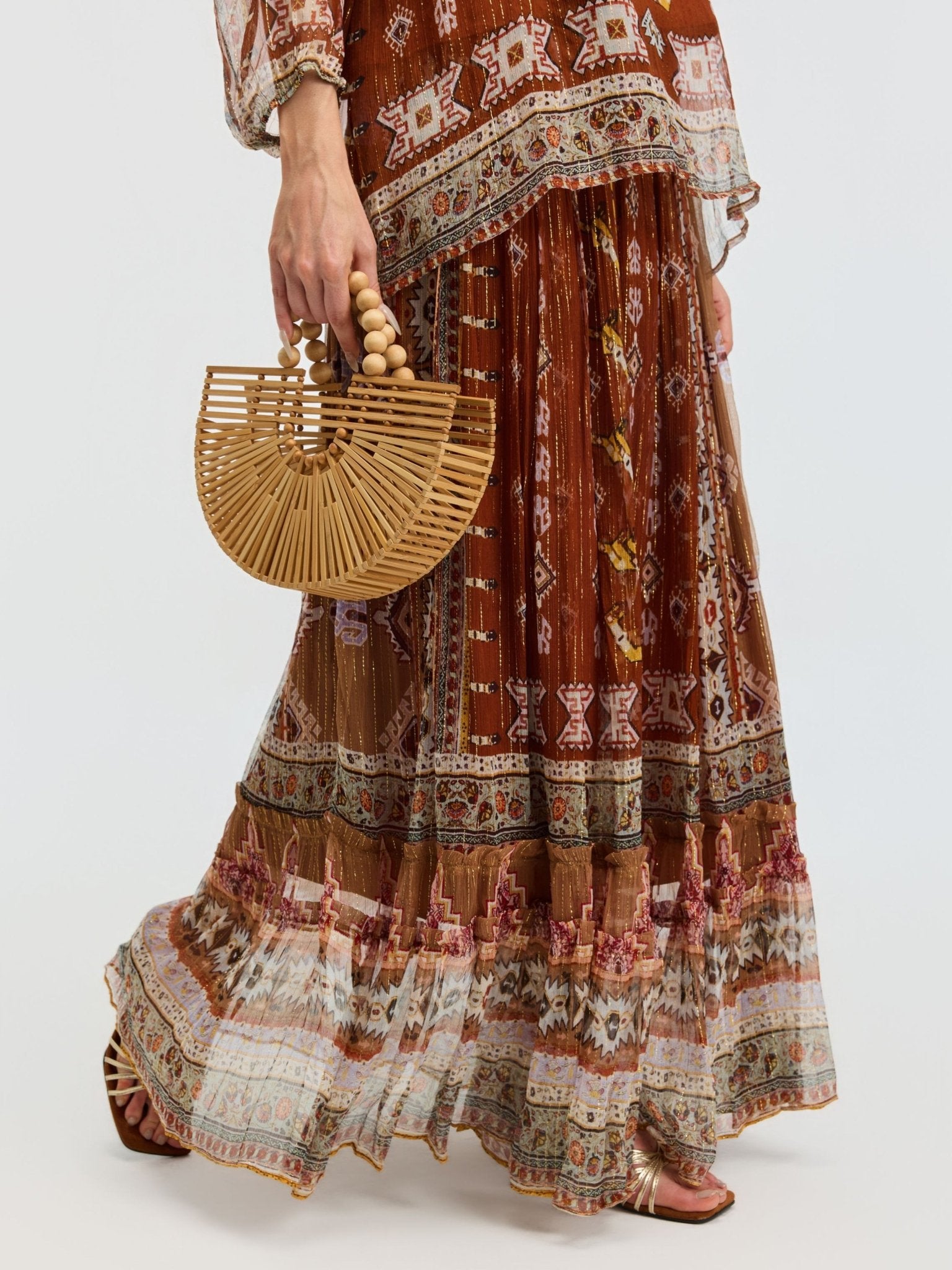 Geometric Print Mulberry Silk Skirt - Social Queen