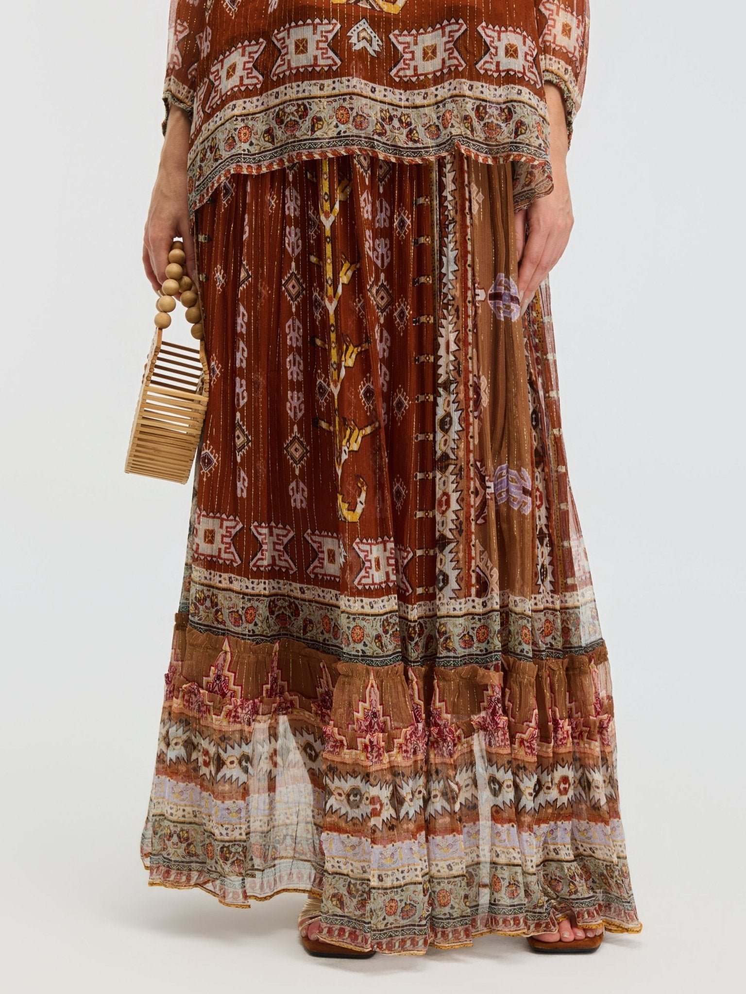 Geometric Print Mulberry Silk Skirt - Social Queen