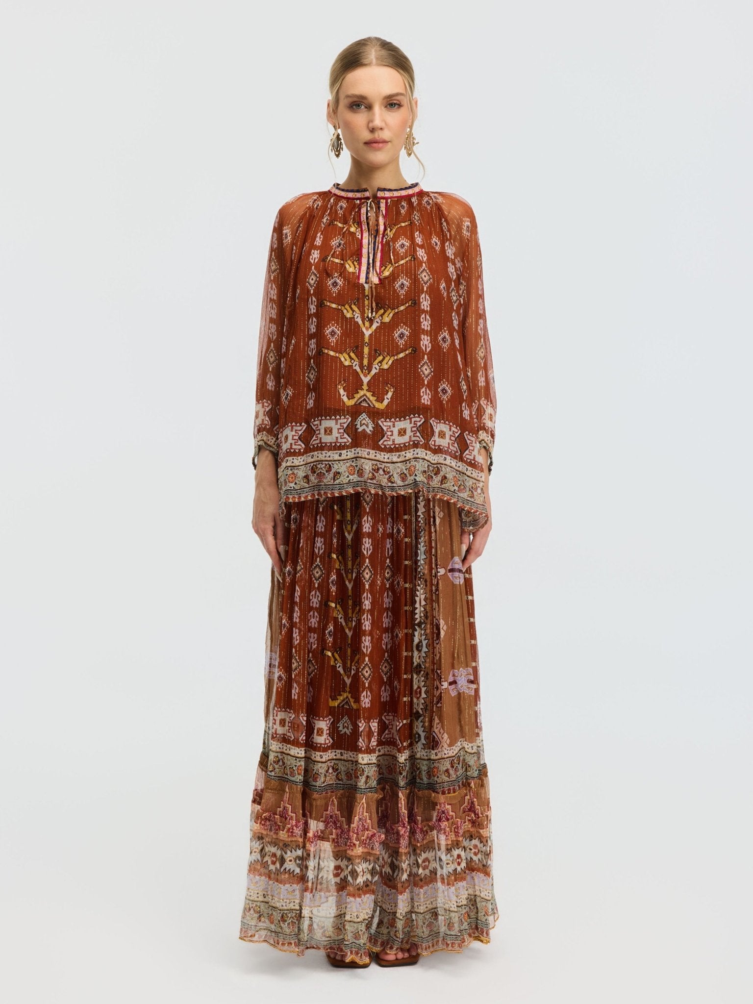Geometric Print Mulberry Silk Skirt - Social Queen
