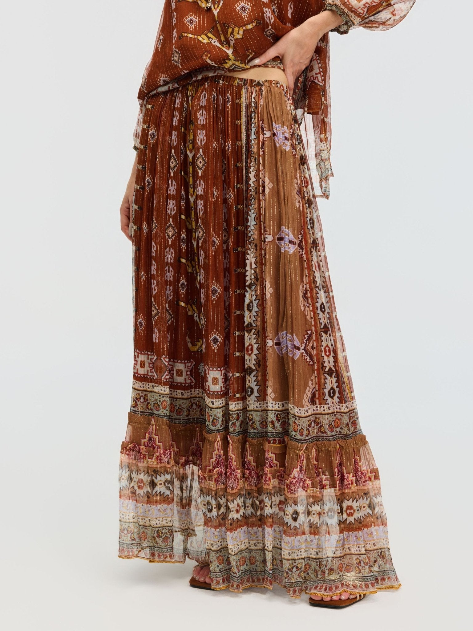 Geometric Print Mulberry Silk Skirt - Social Queen