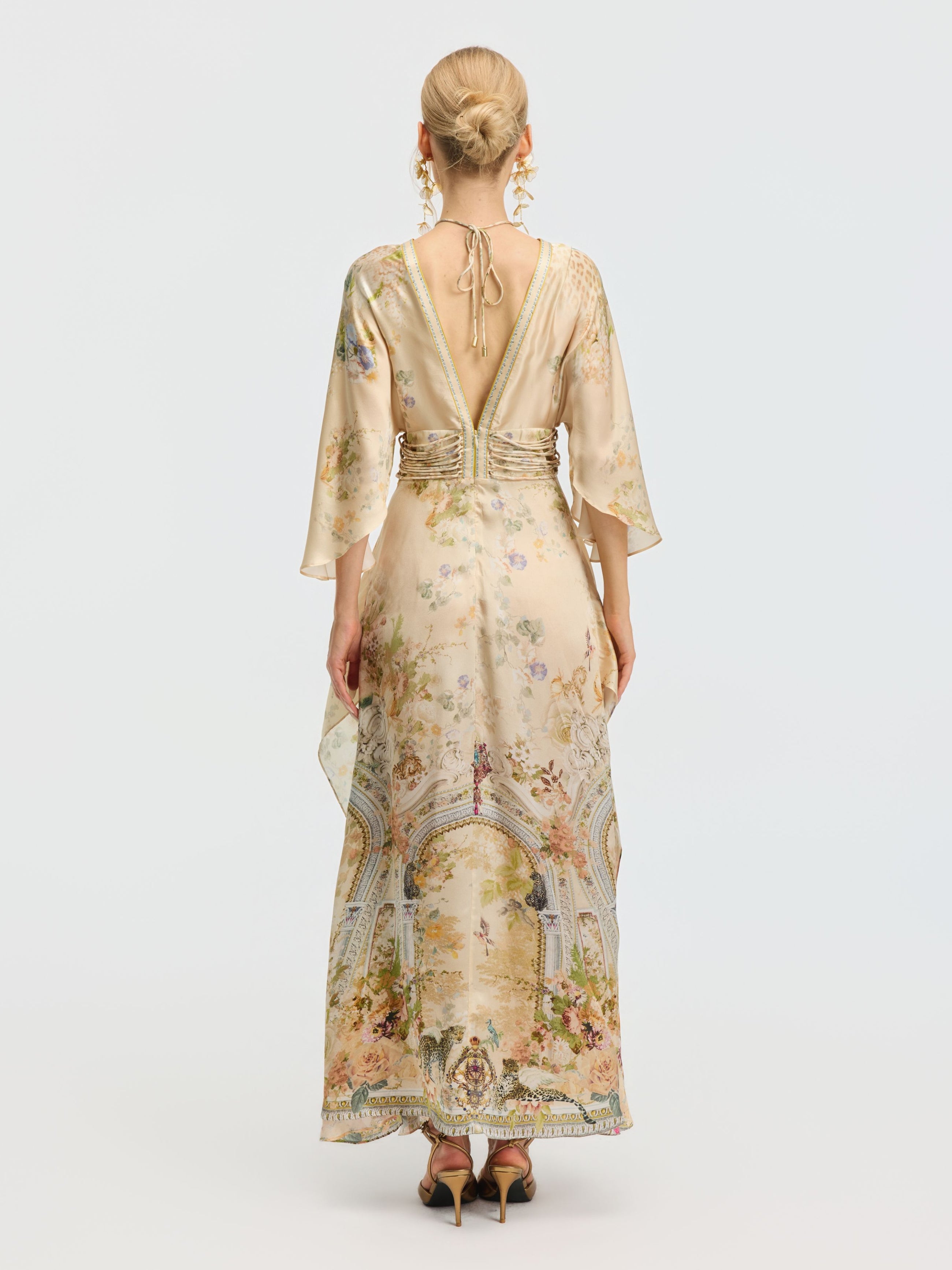Garden Print Mulberry Silk Dress