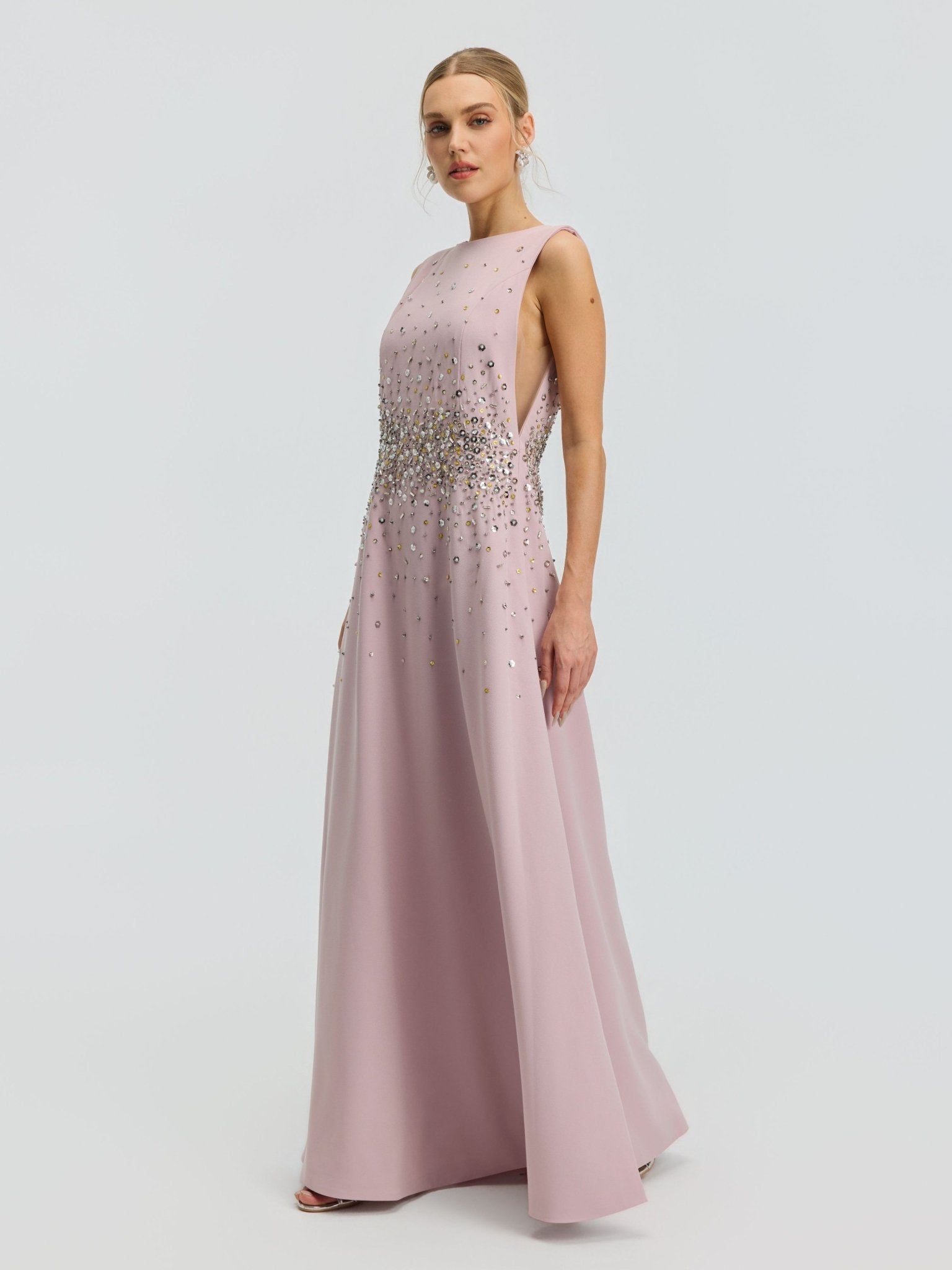 Ombre Beaded A-Line Gown - Social Queen