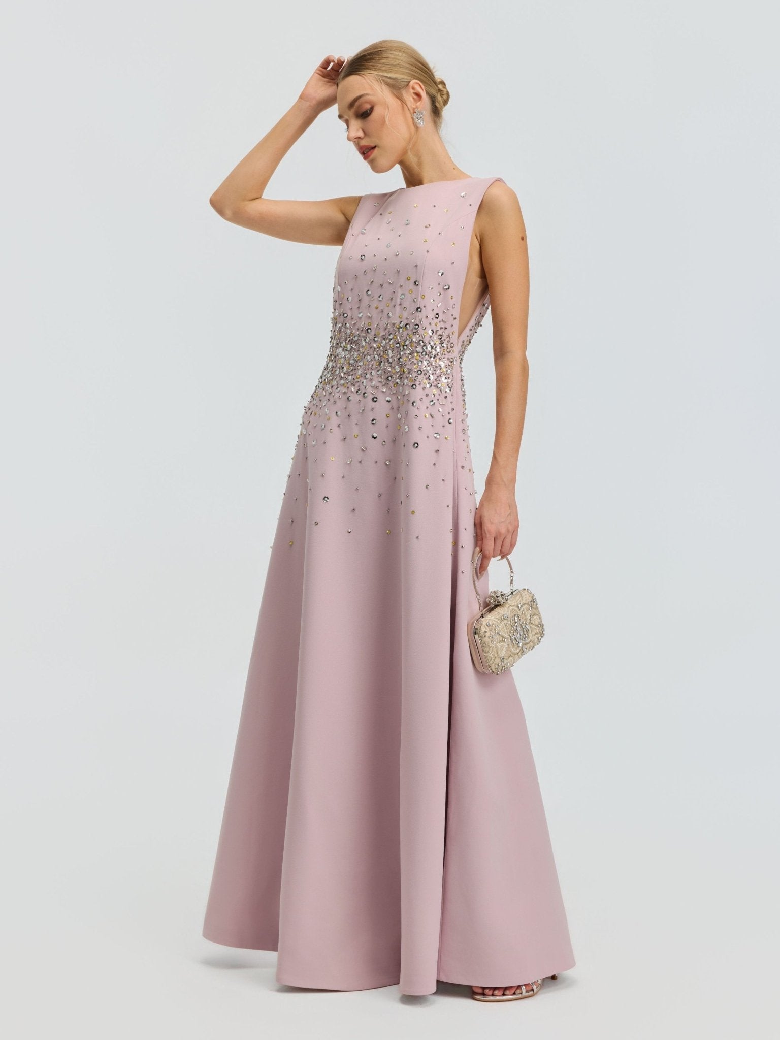 Ombre Beaded A-Line Gown - Social Queen