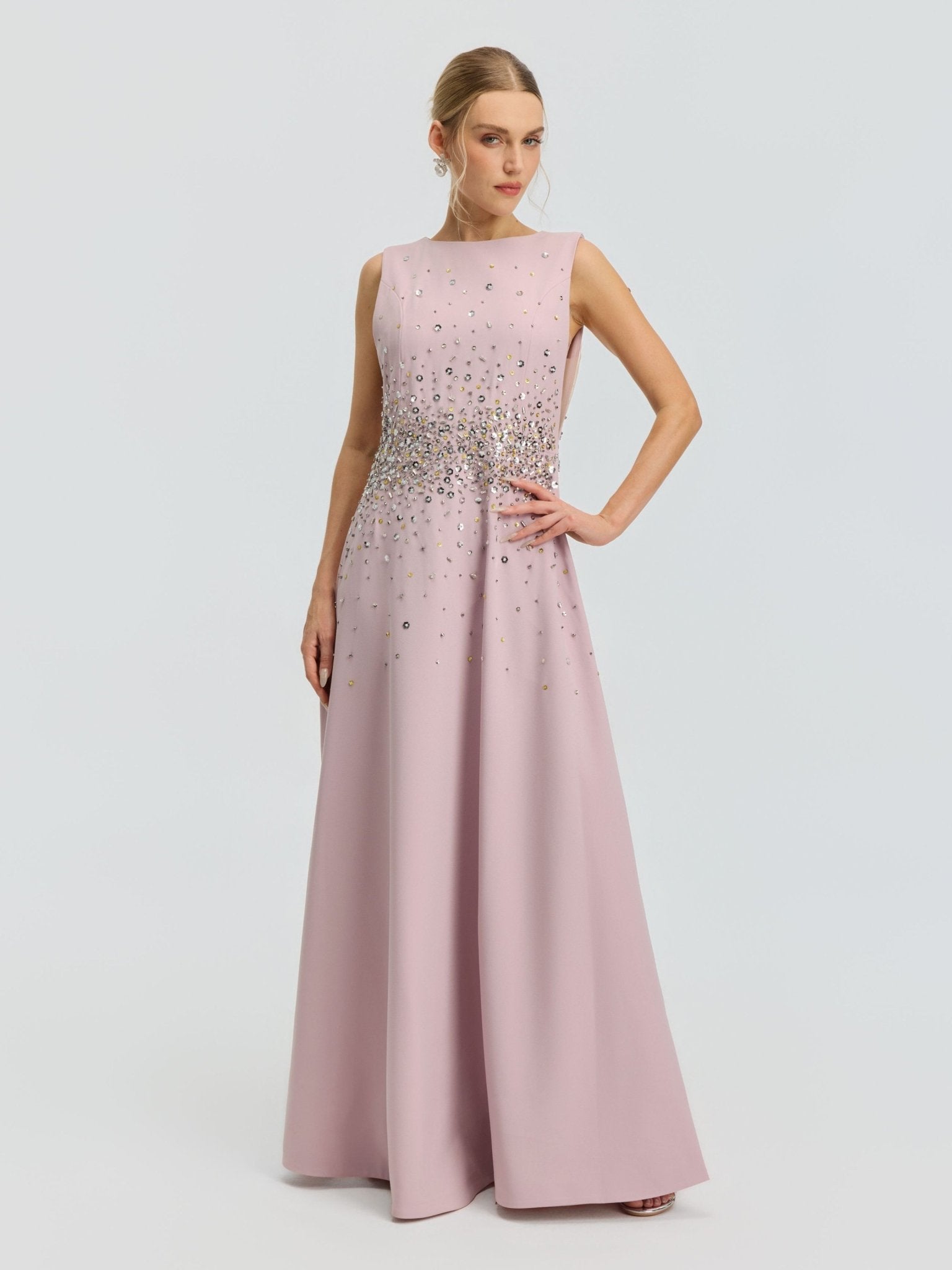Ombre Beaded A-Line Gown - Social Queen