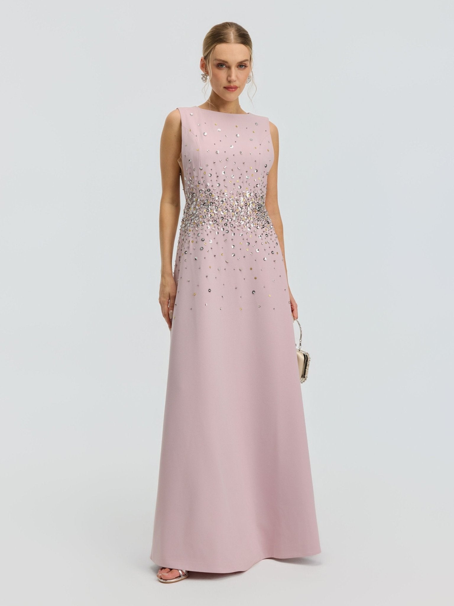 Ombre Beaded A-Line Gown - Social Queen