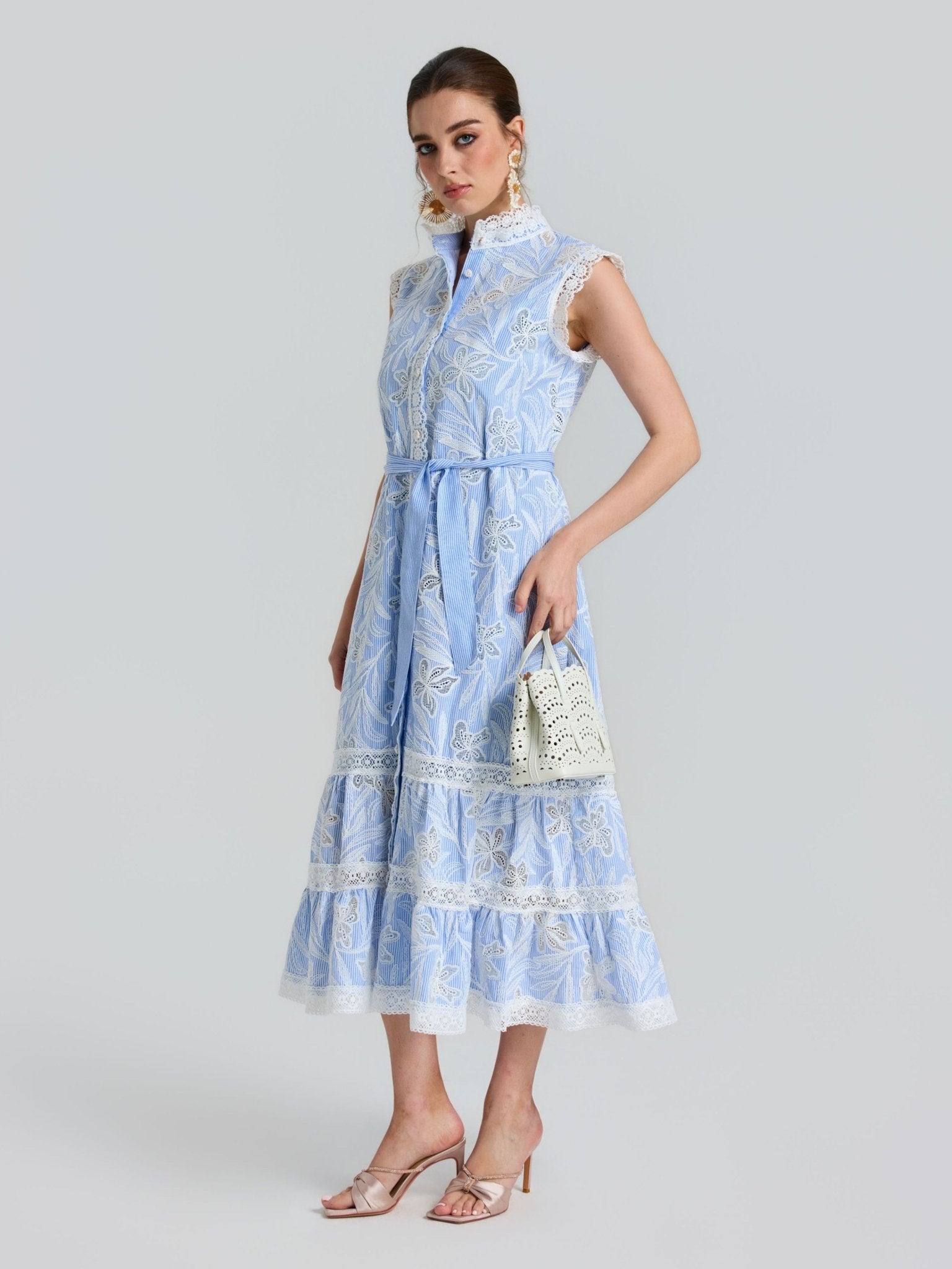 Openwork Embroidered Lace-Trim Dress - Social Queen