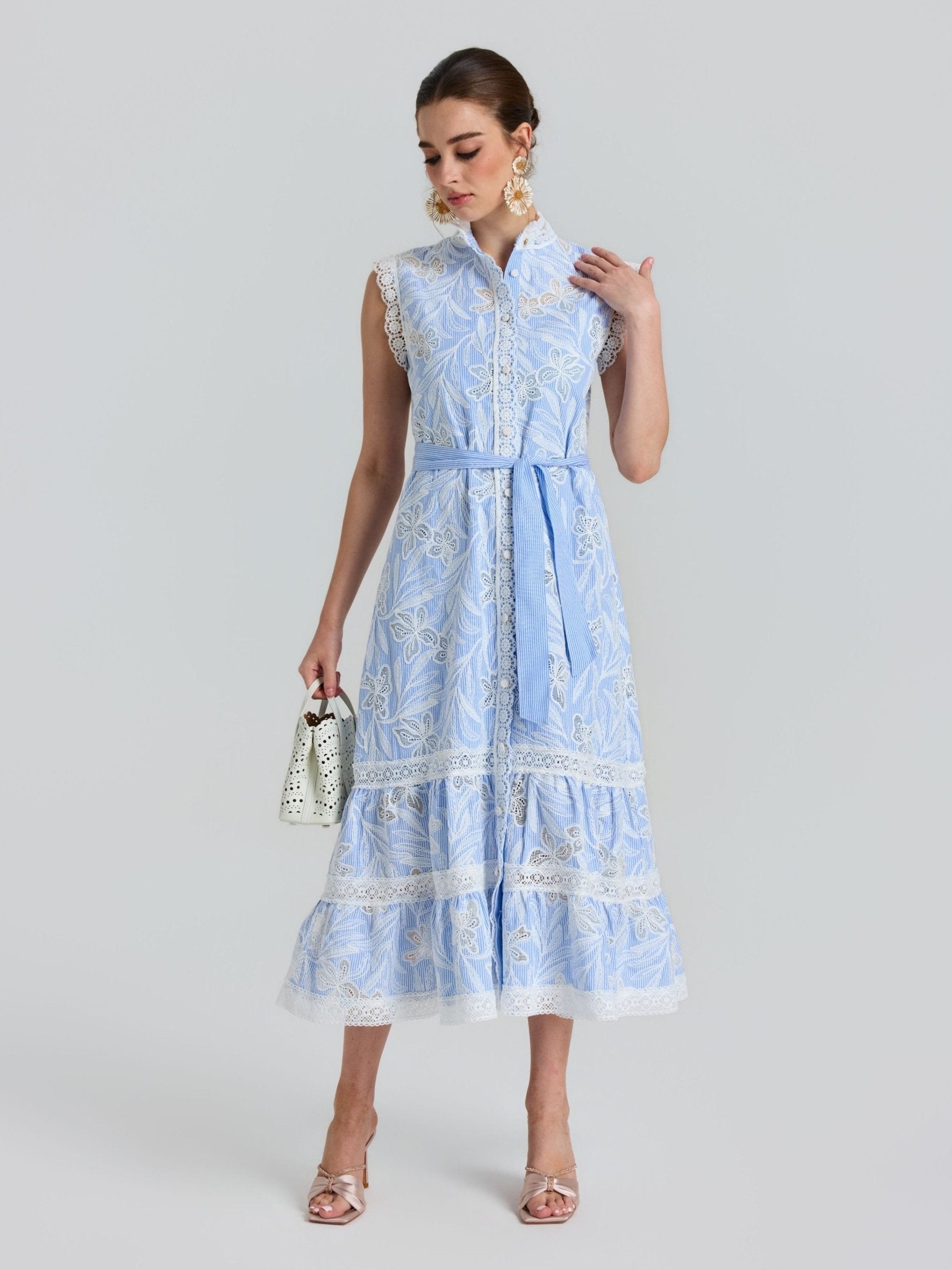 Openwork Embroidered Lace-Trim Dress - Social Queen