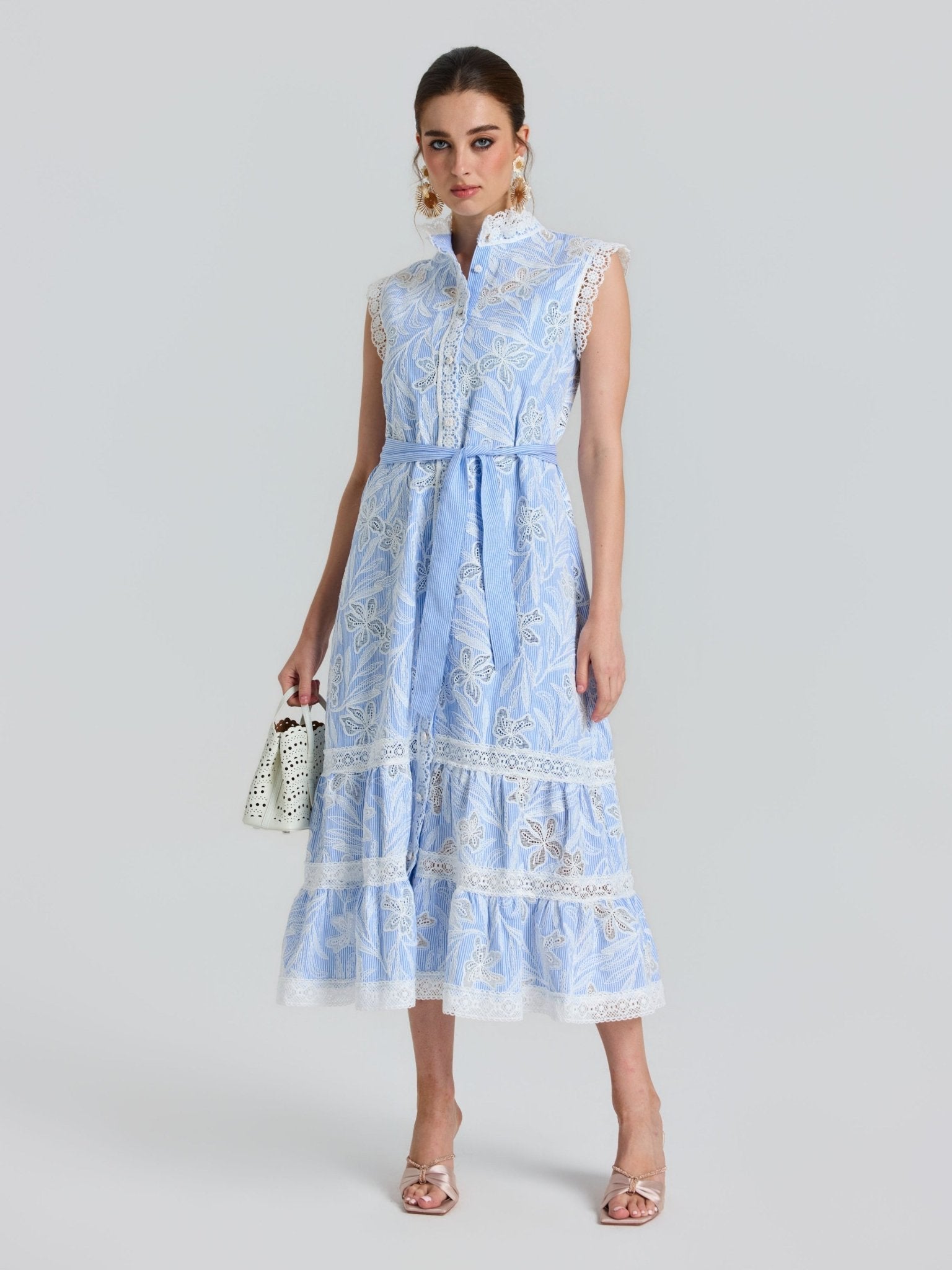 Openwork Embroidered Lace-Trim Dress - Social Queen