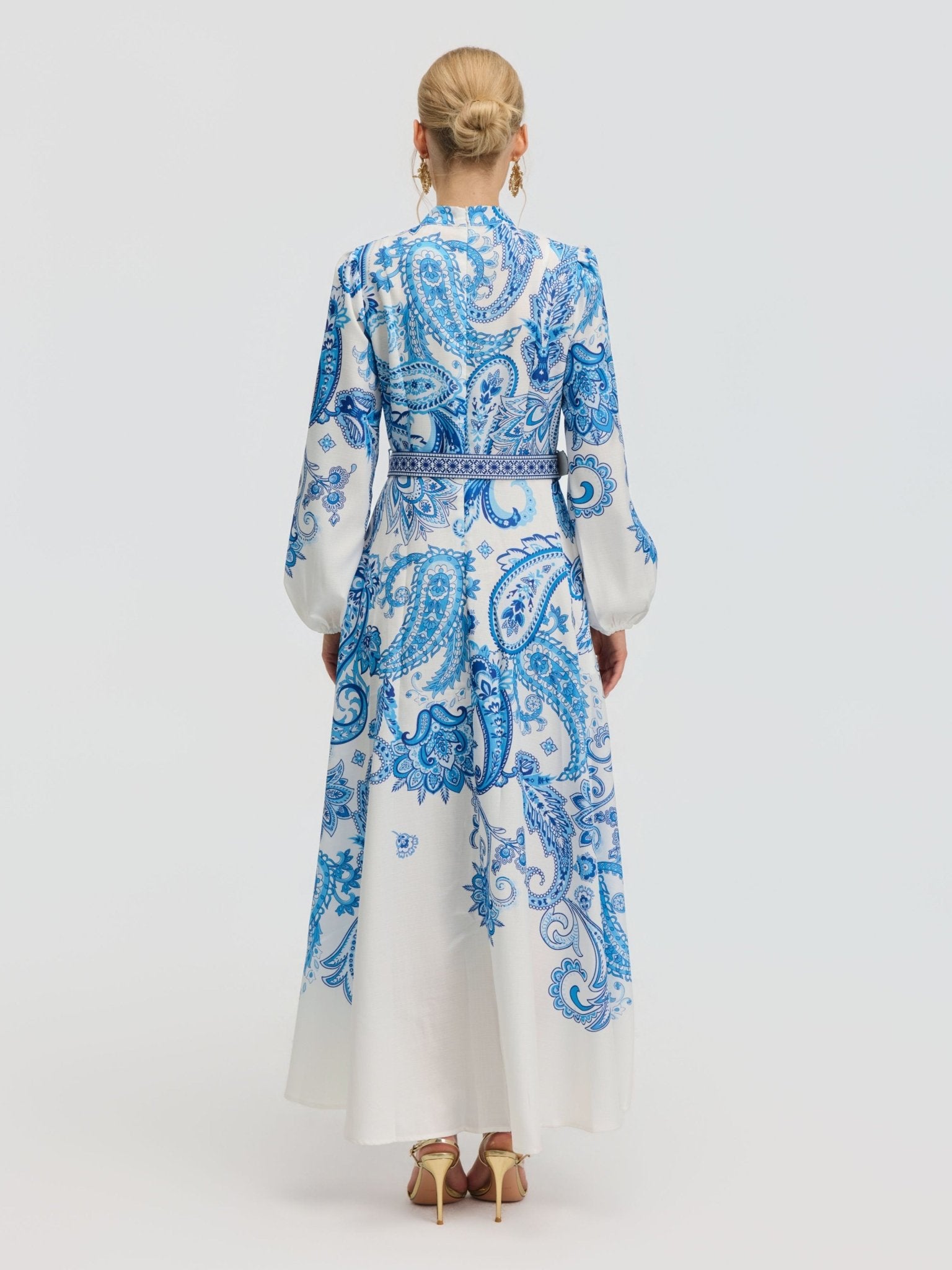 Paisley Print Shirt Dress(Belt included) - Social Queen