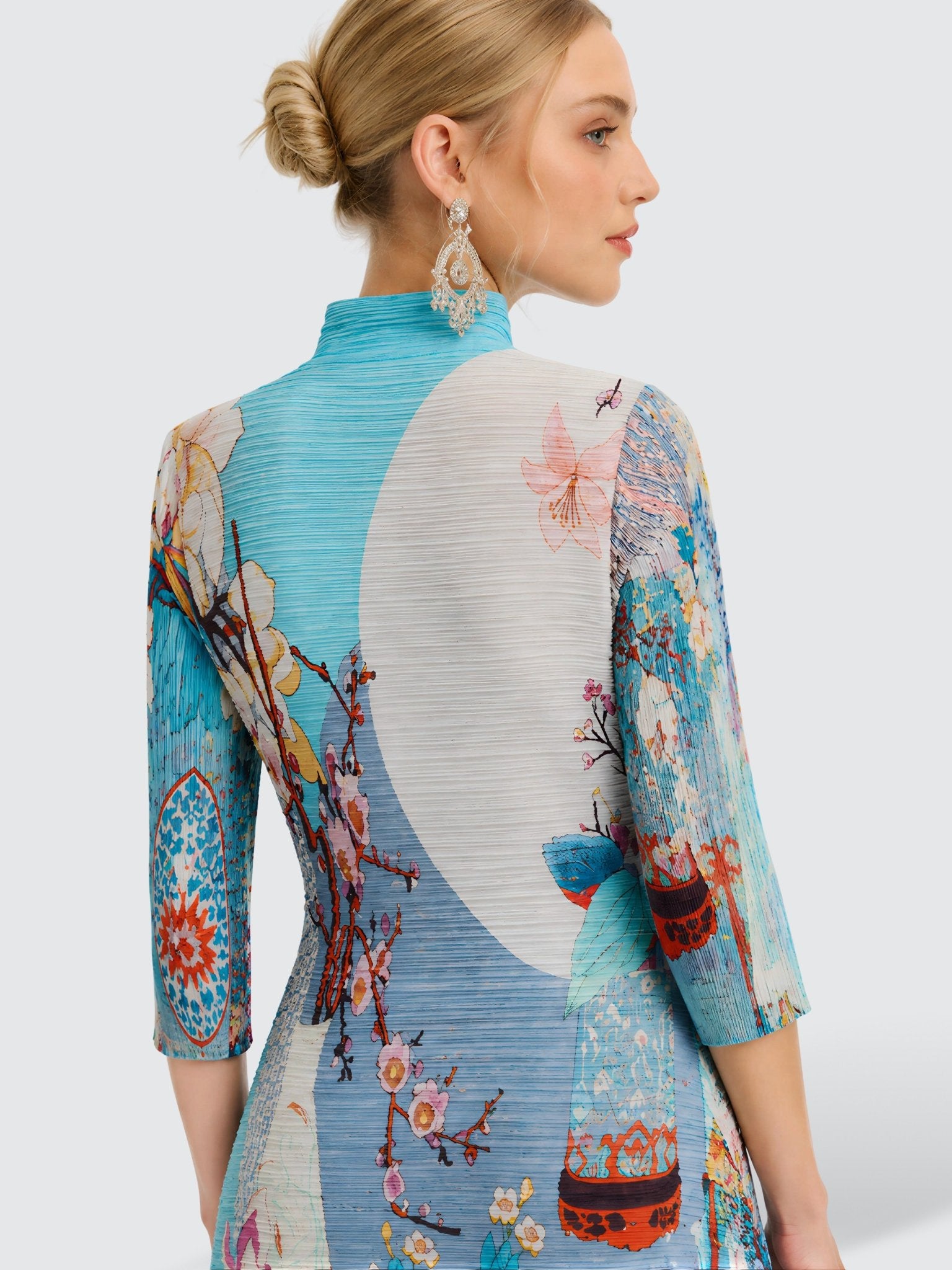Printed Pleated Midi Dress - Social Queen