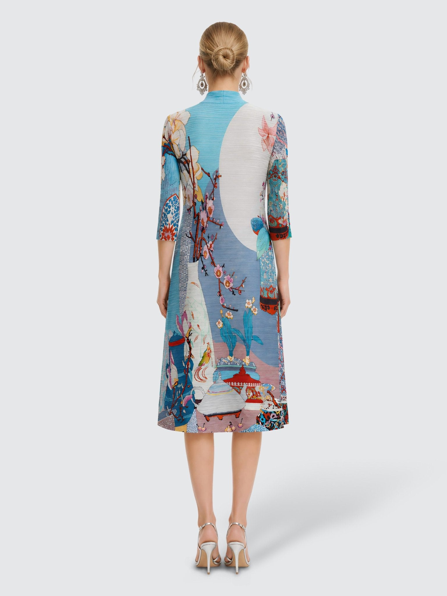 Printed Pleated Midi Dress - Social Queen