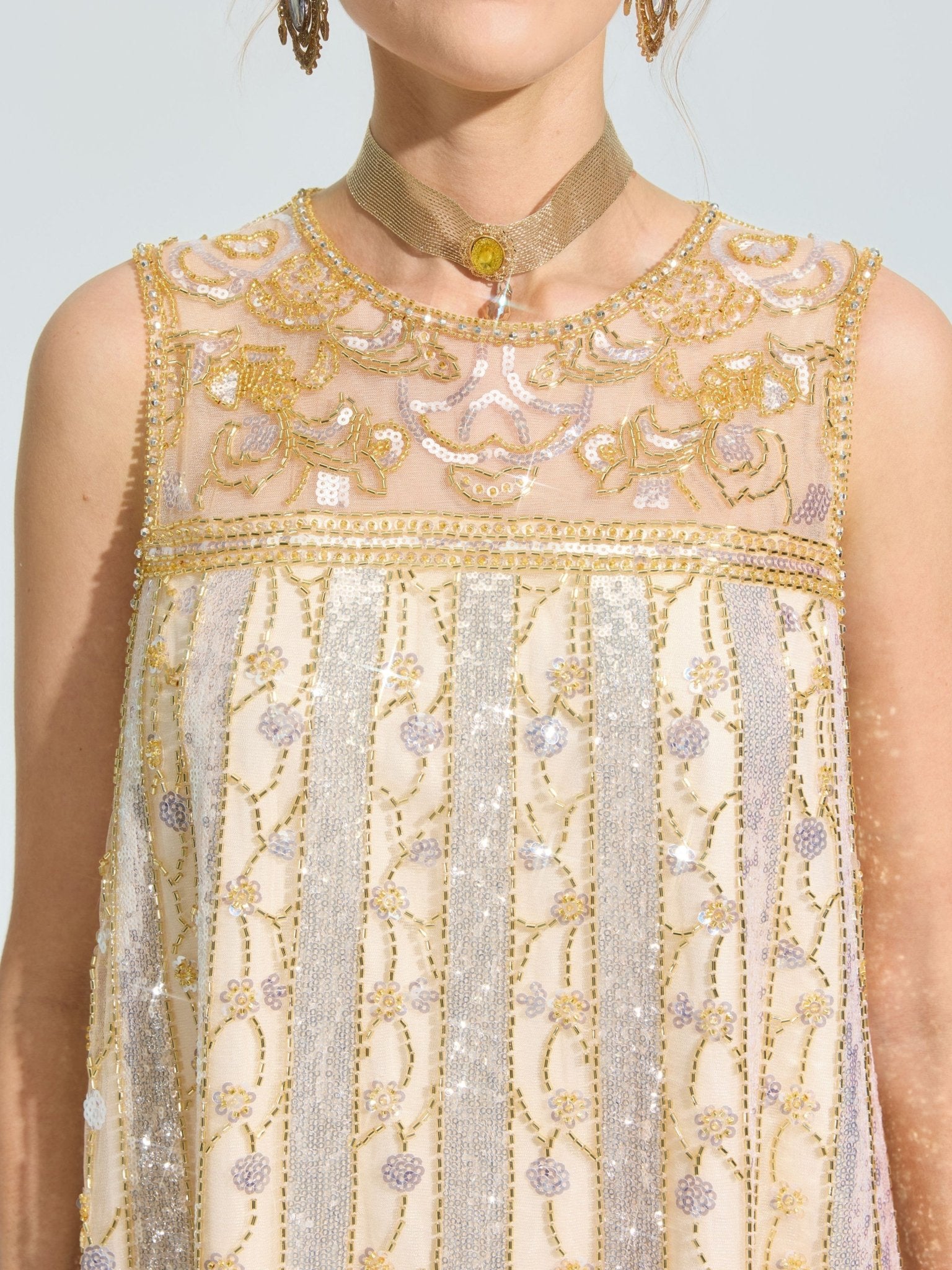 Rose Beaded Sequin Midi Dress - Social Queen