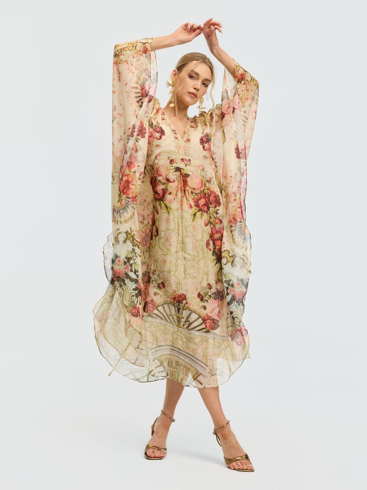 Rose Print Mulberry Silk Dress - Social Queen