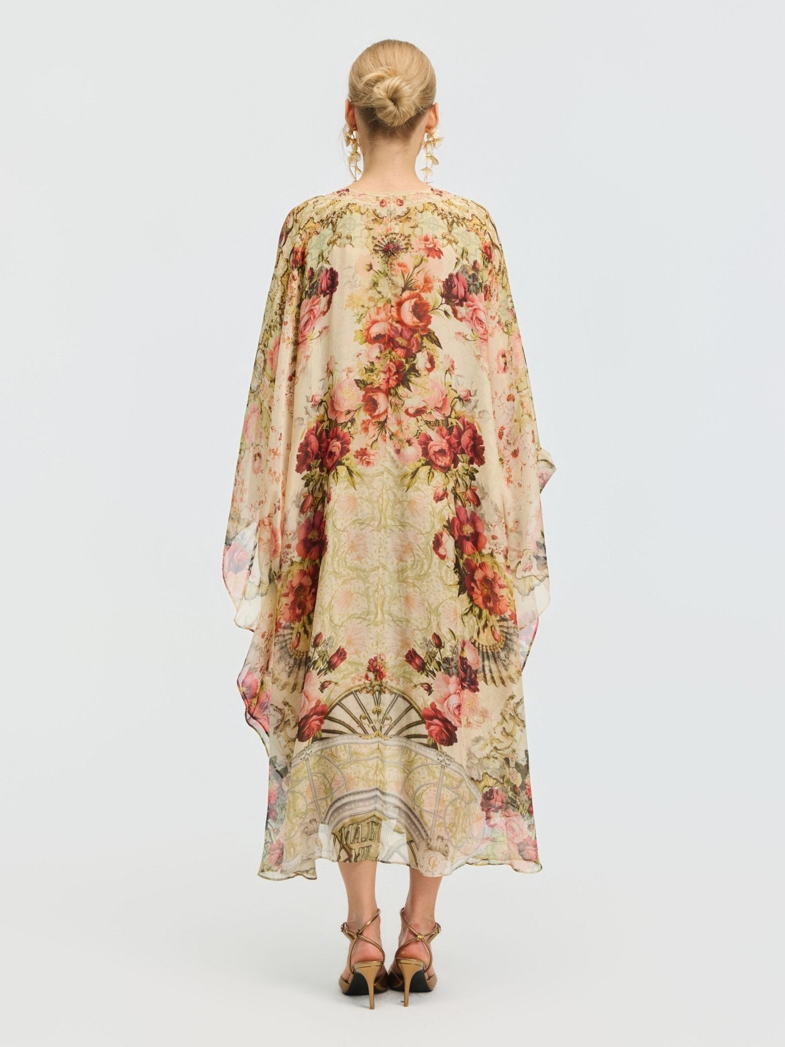 Rose Print Mulberry Silk Dress - Social Queen