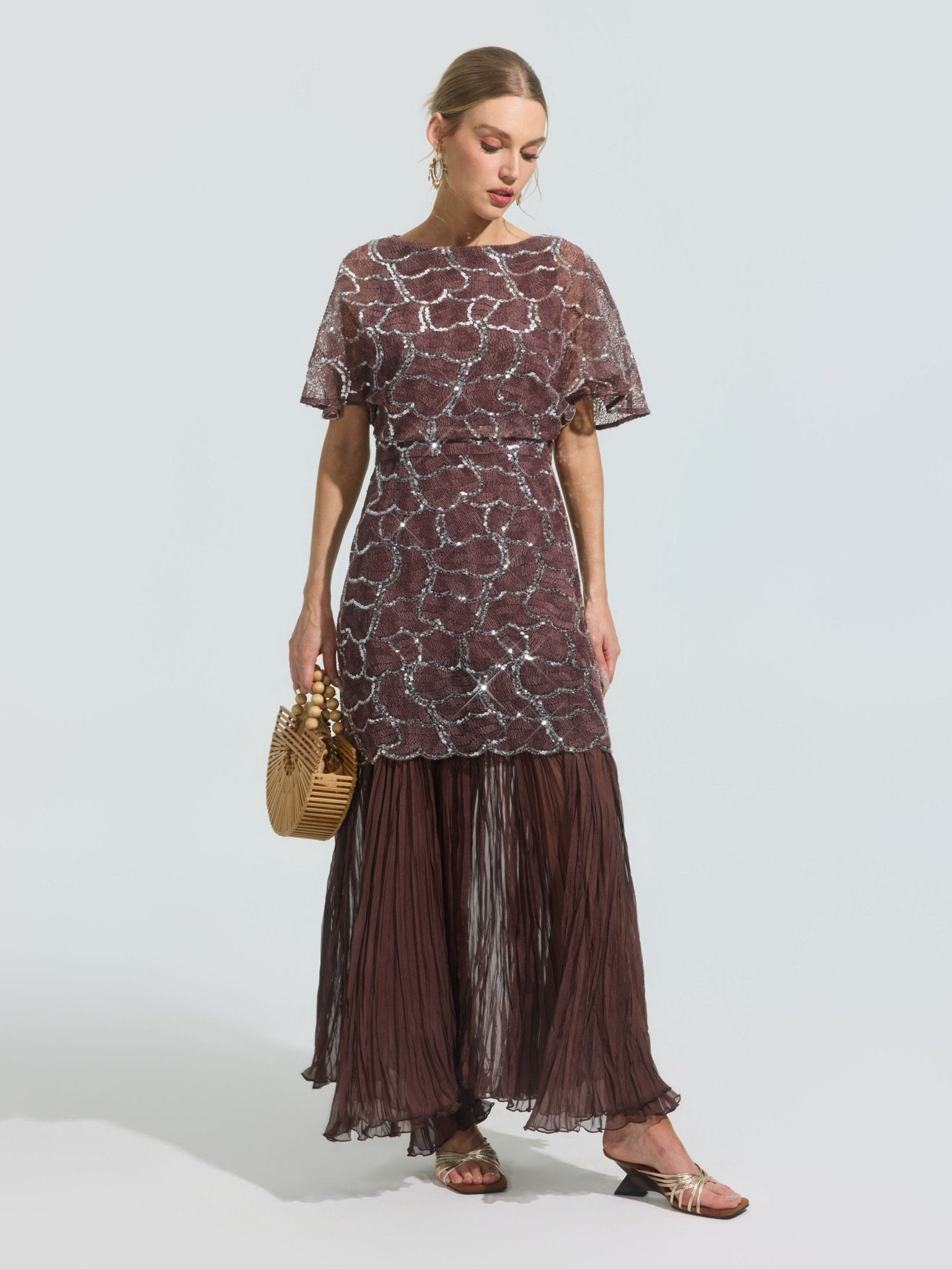 Scale Sequin Pleated Dress - Social Queen
