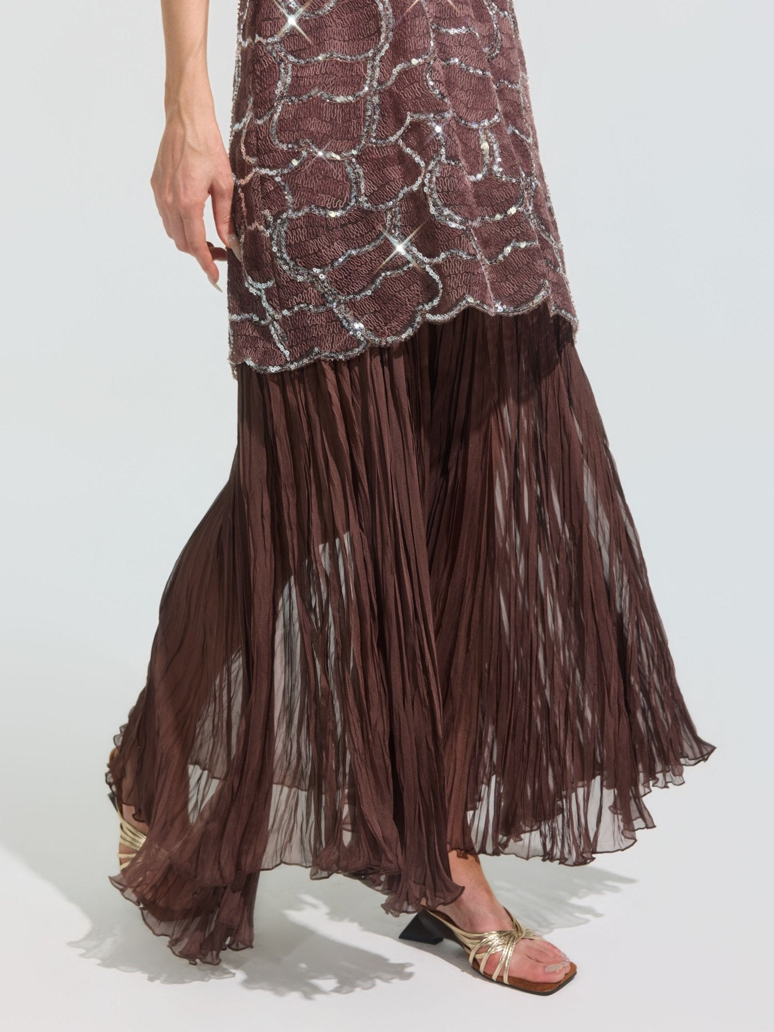 Scale Sequin Pleated Dress - Social Queen