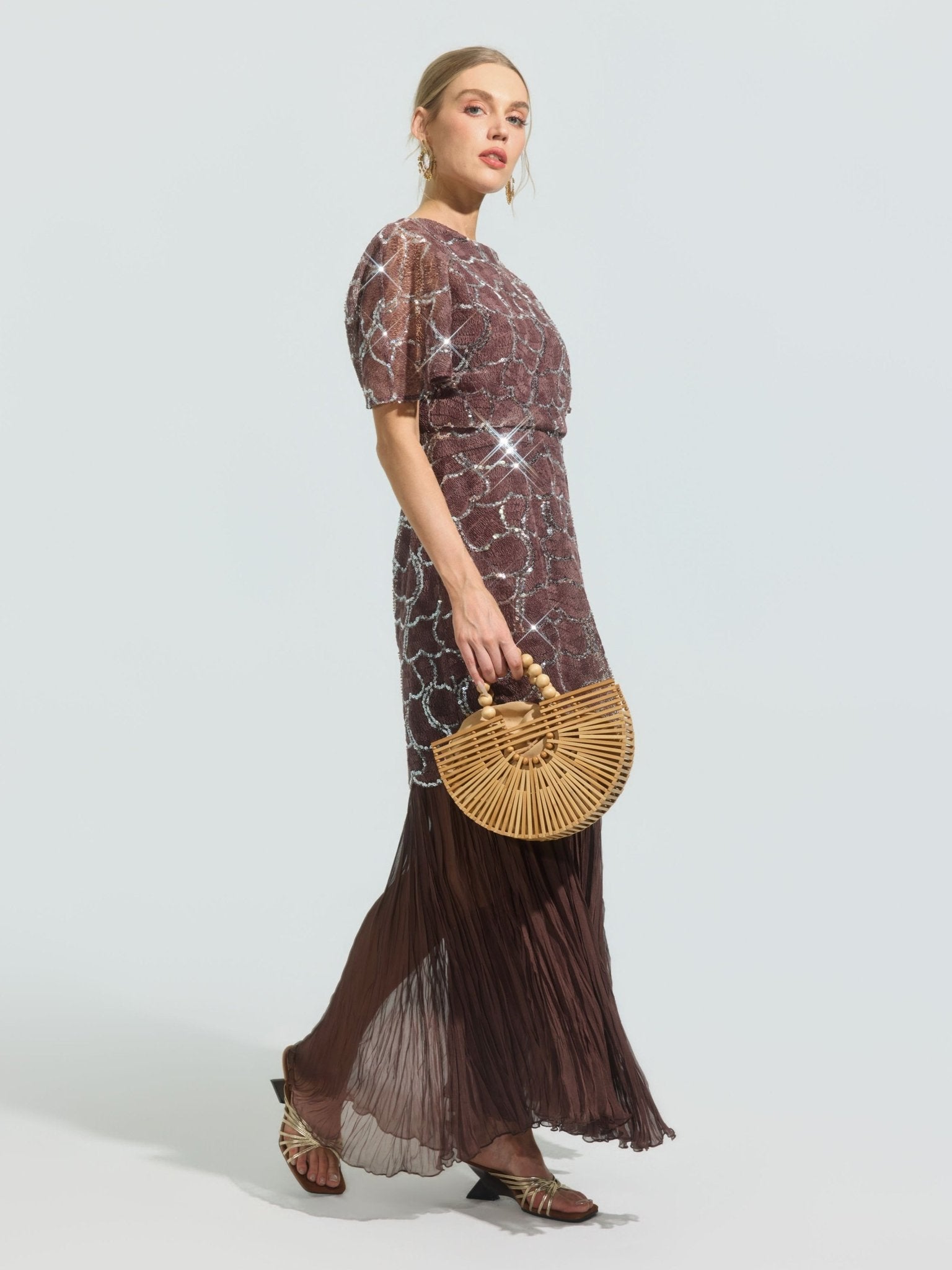 Scale Sequin Pleated Dress - Social Queen