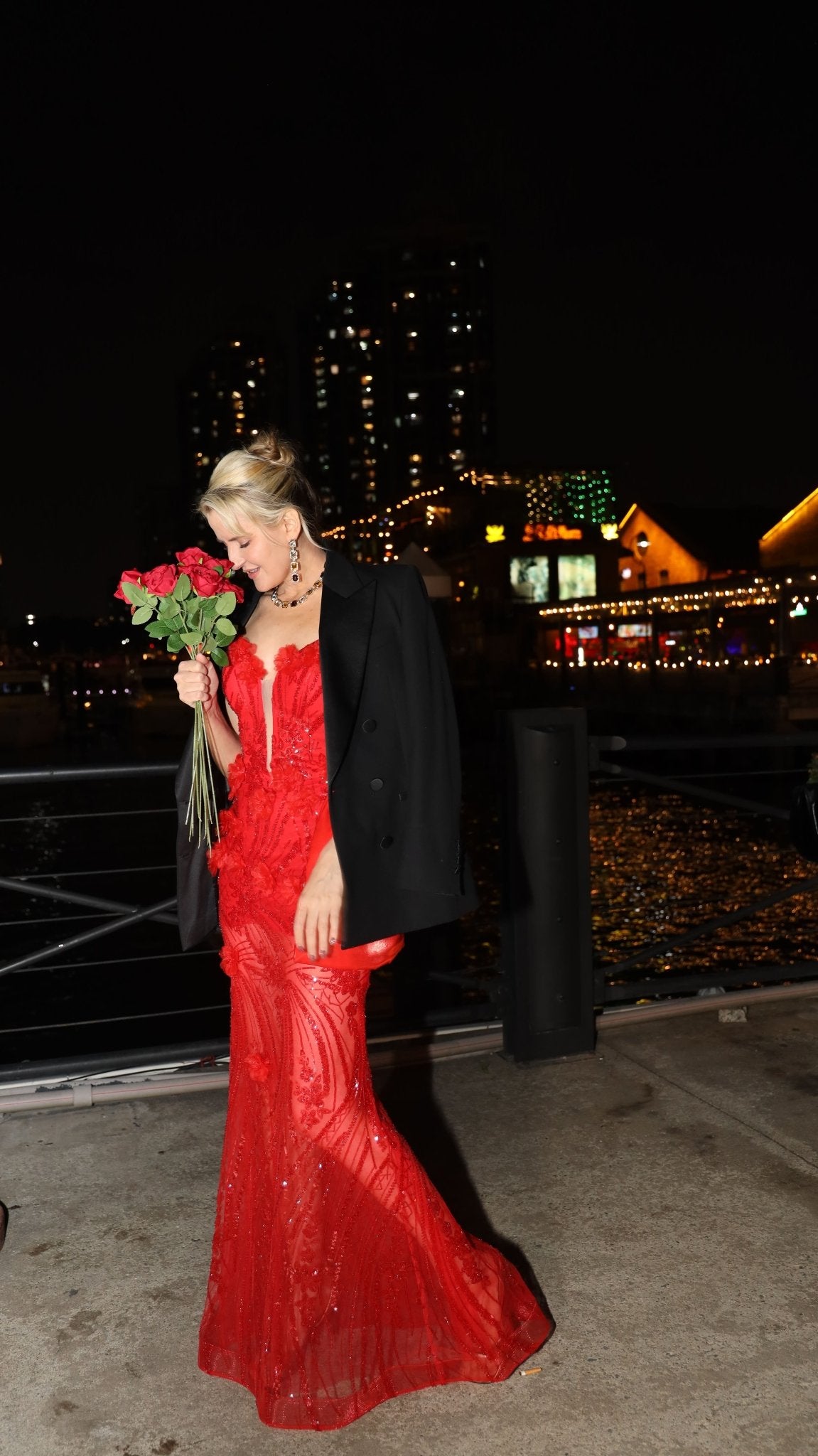 Sequin Floral Mermaid Gown - Social Queen