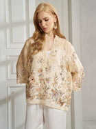 100% Silk Embroidered Corded - Lace Blouse - Social Queen