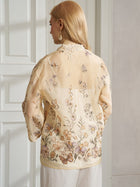 100% Silk Embroidered Corded - Lace Blouse - Social Queen