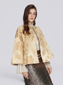100% Silk Floral Embroidered Satin Jacket - Social Queen