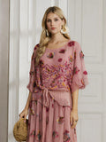 100% Silk Floral Embroidered Top - Social Queen