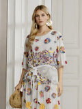 100% Silk Floral Embroidered Top - Social Queen